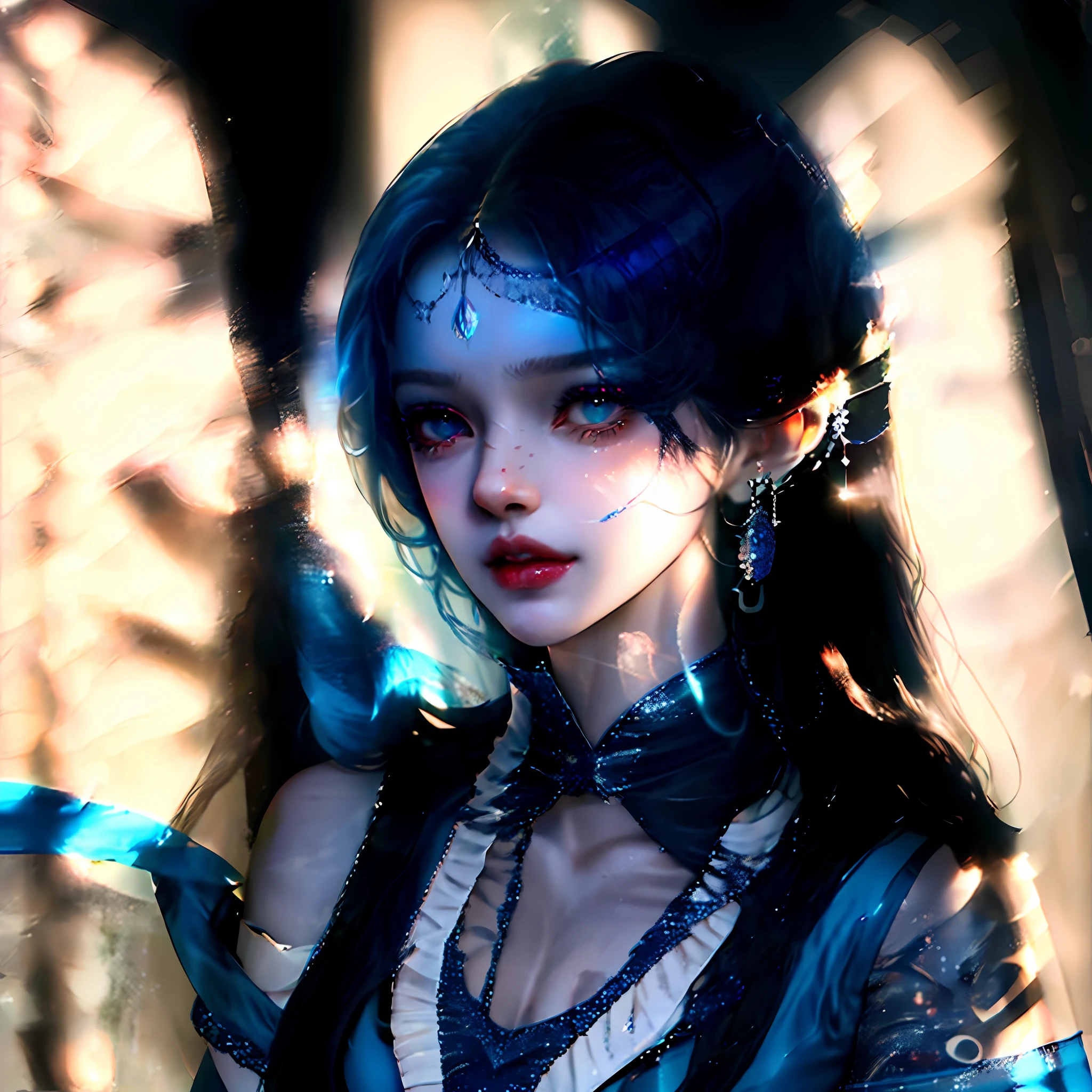 There stood a slender maiden,The girl has a beautiful face,Thin eyebrows and bright eyes,It is a rare beauty embryo,A jet black blue silk was lightly draped over the shoulders,A pair of slender, white and well-proportioned beautiful legs look even more beautiful。 --auto