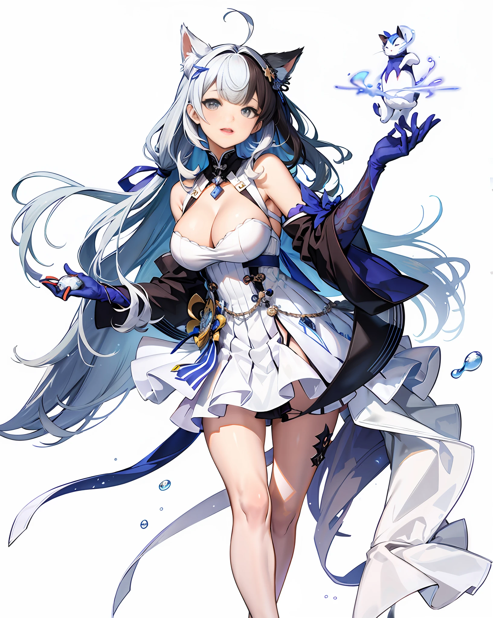 Anime girl holding a bird in her hand, Anime goddess, 《azur lane》role, A scene from the《azur lane》videogame, From Arknights, onmyoji, azur lane style, Onmyoji detailed art, white cat girl, ahegao, Very beautiful anime cat girl, Ayaka Genshin impact, beautiful and seductive anime woman, seductive anime girls