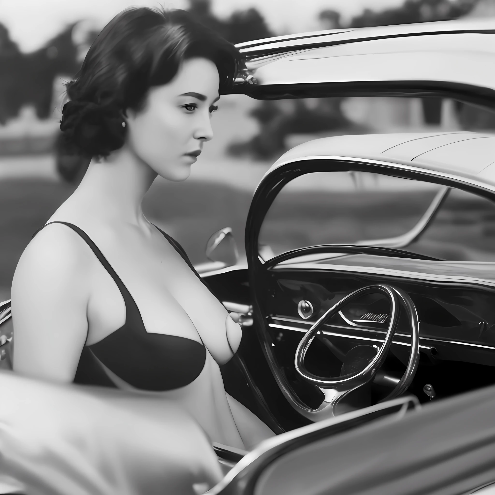 Delicate woman，no brassiere，Exposed breasts --auto