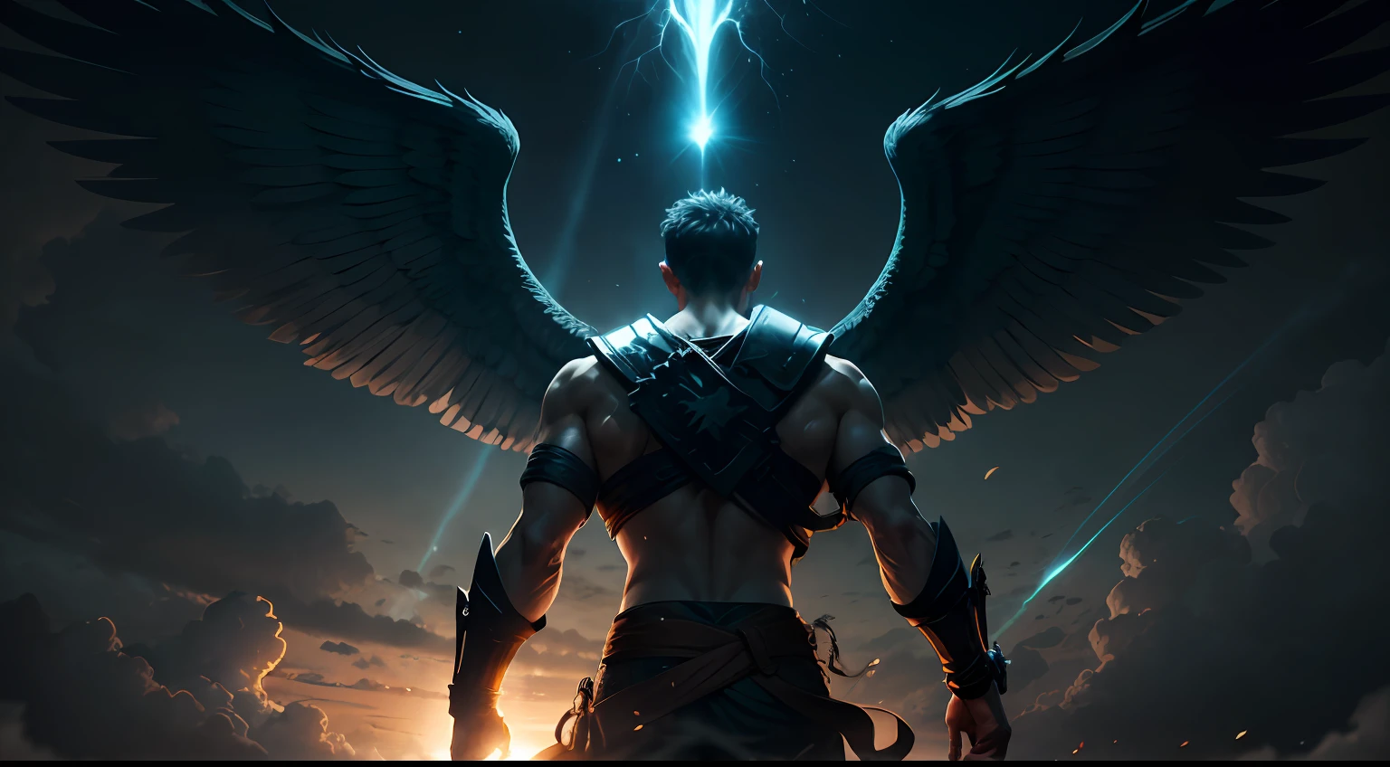 luta de um homem contra um anjo, o fundo, We can include symbolic elements, como nuvens escuras e raios de luz, to represent the struggle between darkness and light that Jacob faces