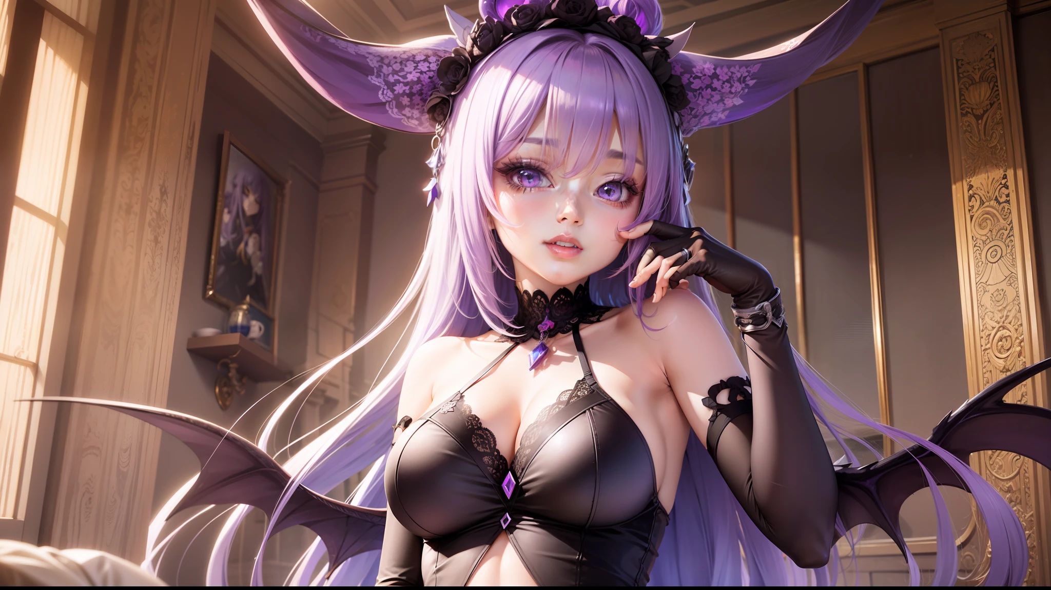anime goddess purplehair longhair