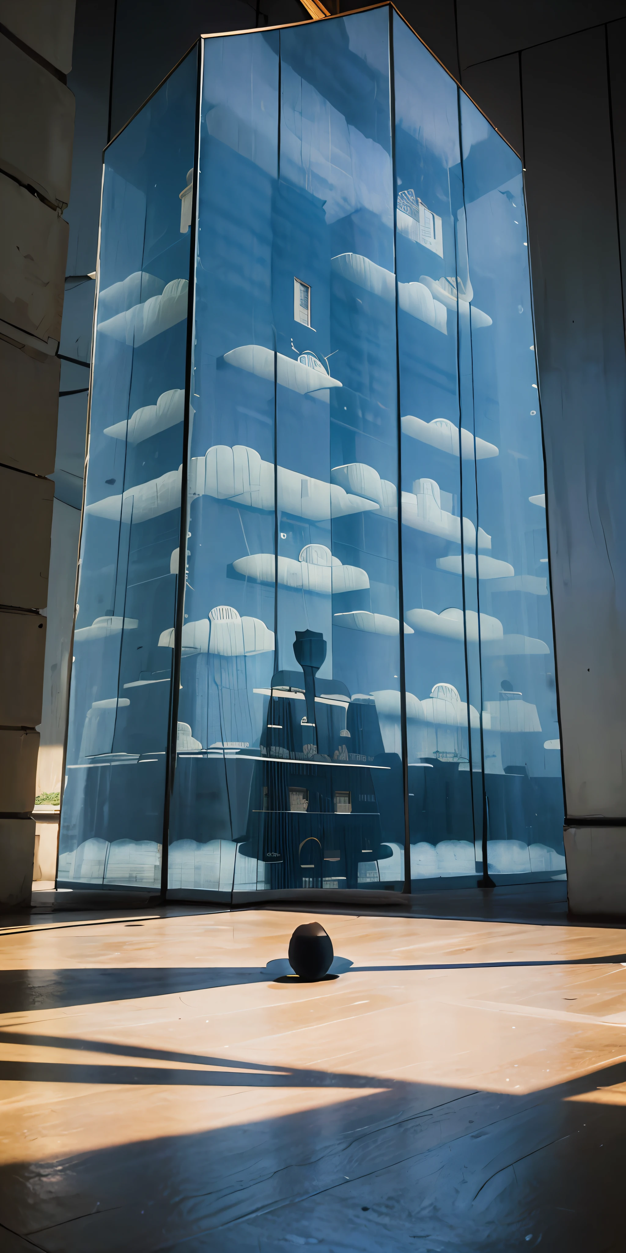 (magritte style:1.5), best quality, incredibly detailed,(11 dimensions of reality),(surrealism),(highly detailed dream-like ambiance),(ambiguous objects),(unexpected twists),(flat, almost cartoonish quality),mysterious, hallucinogenic, mesmerizing.