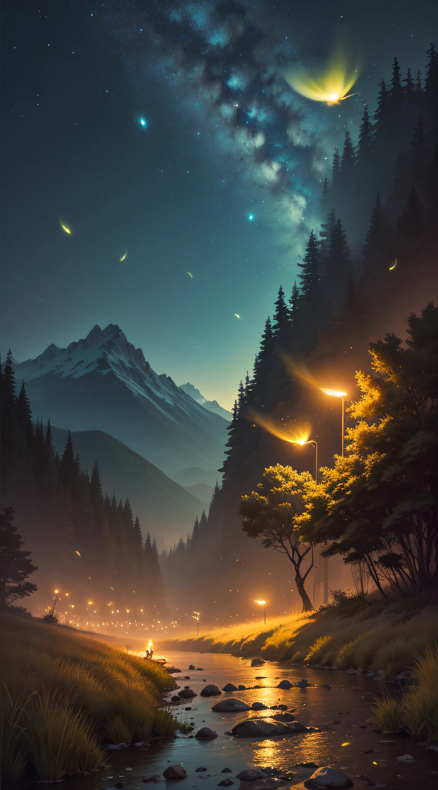 Fireflies all over the mountains