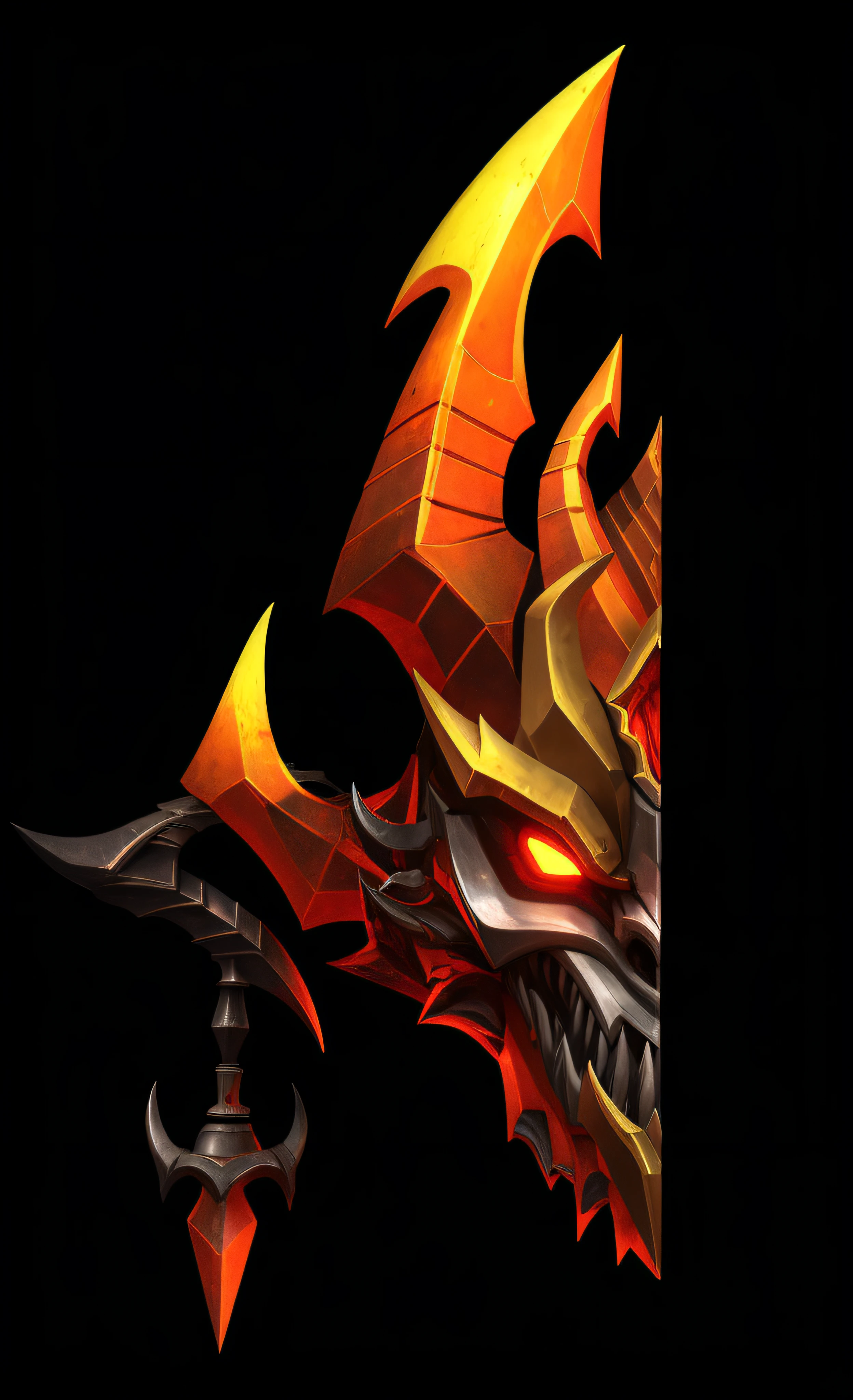 a close up of a demonic looking demon with red eyes, Demon armor, fire demon, deathwing, crimson fire head, infernal enigma, demon soul concept art, Diablo digital concept art, black fire color reflected armor, Diablo concept art, ornate supreme demon overlord, ruler of inferno, Red demon armor, darksiders style, doom demon, demonic dragon inspired armor,super detailing,metalictexture,Authentic texture,Enhance the sense of volume,Real materials,3D modeling ,Real close-up,Extreme meticulousness,Metal Textures ,Enhance the sense of volume of the light source --auto