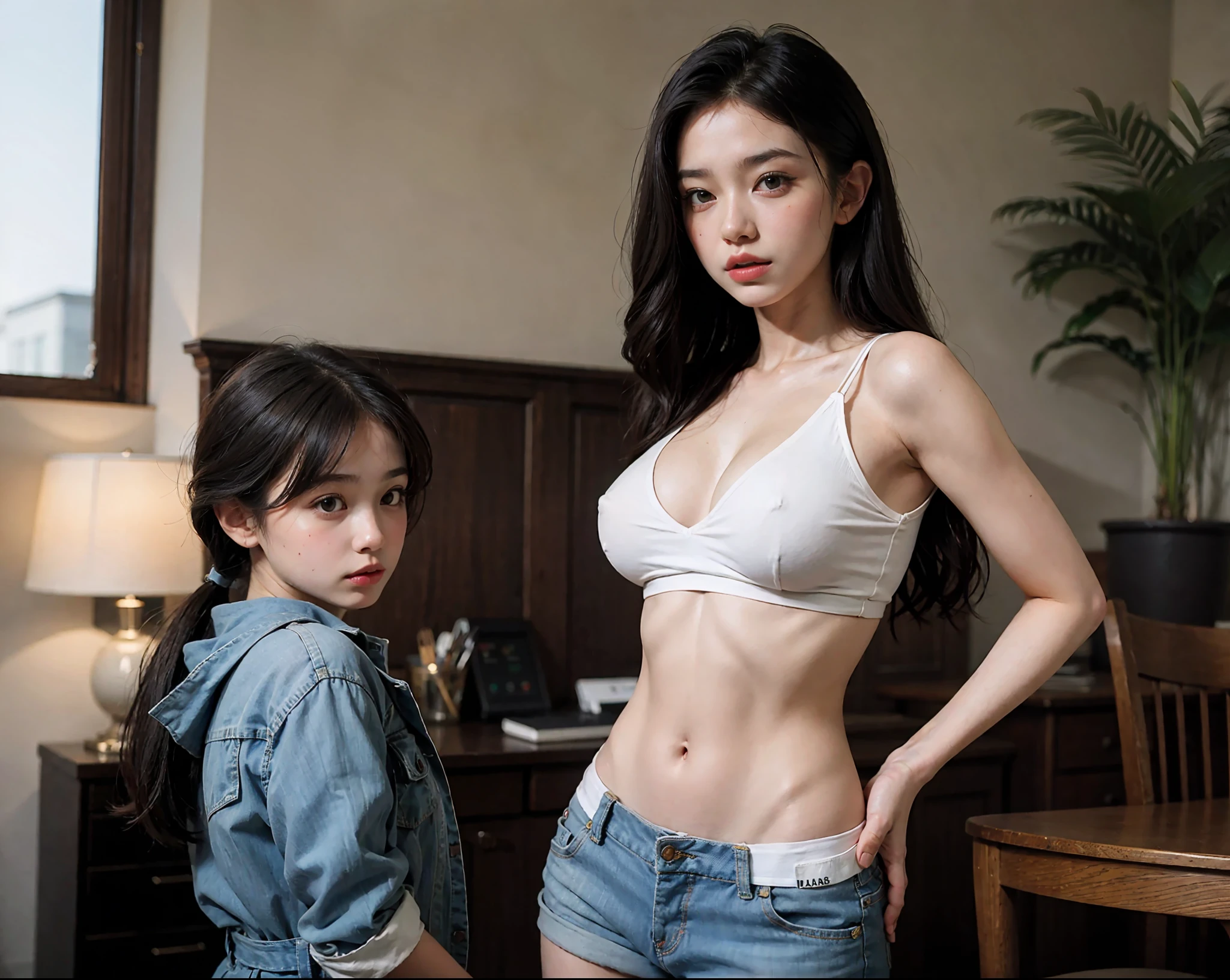 Little girl  without tops