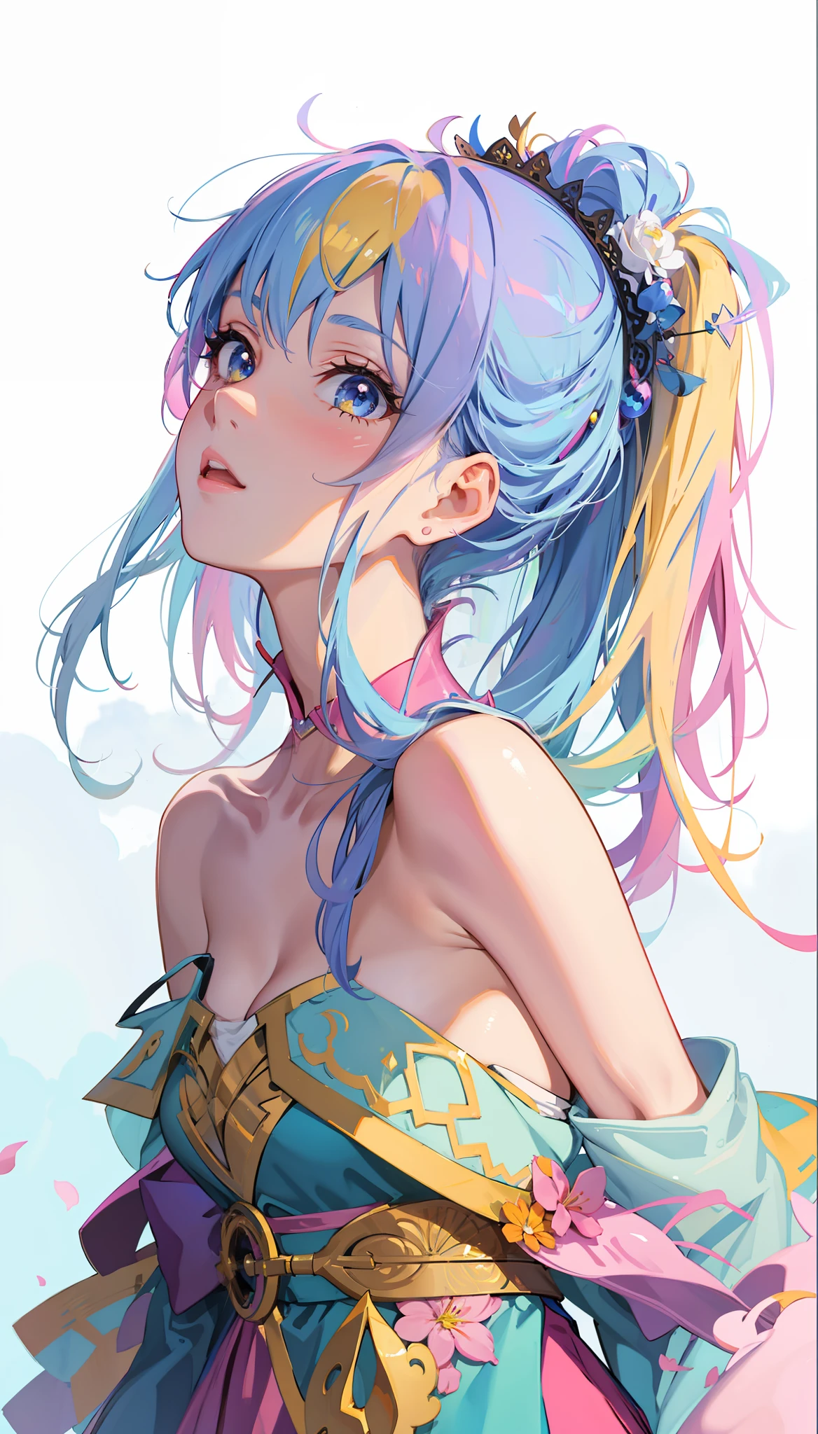 Anime girl with colorful hair and reddish brown dress, rossdraws pastel vibrant, Beautiful anime girl, a beautiful anime portrait, artgerm colorful!!!, Extremely detailed Artgerm, style of anime4 K, Beautiful anime artwork, beautiful anime woman, Anime art wallpaper 8 K, ! dream artgerm, Anime art wallpaper 4 K, Anime art wallpaper 4k,Emma Watson