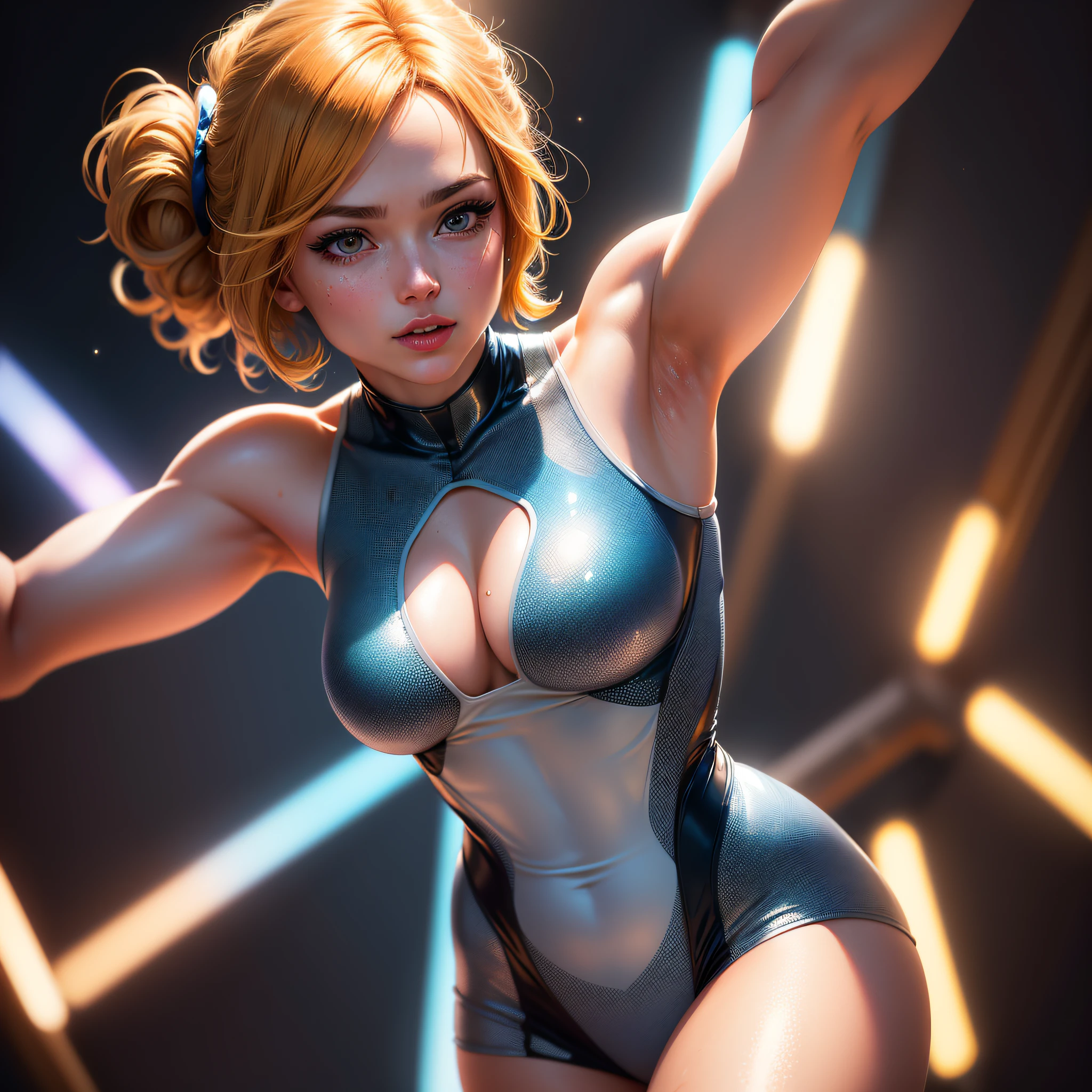 UHD, masterpiece, super detail, high details, high quality, best quality, highres, 4K, Full body portrait of a Nami one piece, with a mini skirt tank top outfit, clear distinct light blue realistic eyes; sitting, Michael Garmash, Daniel F Gerhartz, strybk style, warm dreamy lighting, Roman background, volumetric lighting, pulp adventure style, fluid acrylic, dynamic gradients, bold colour, illustration, highly detailed, simple, smooth and clean vector curves, vector art, smooth, johan grenier, character design, 3d shadowing, cinematic, ornate motifs, elegant organic framing, hyperrealism, posterized, masterpiece collection, bright lush colours, penumbra, wet gouache