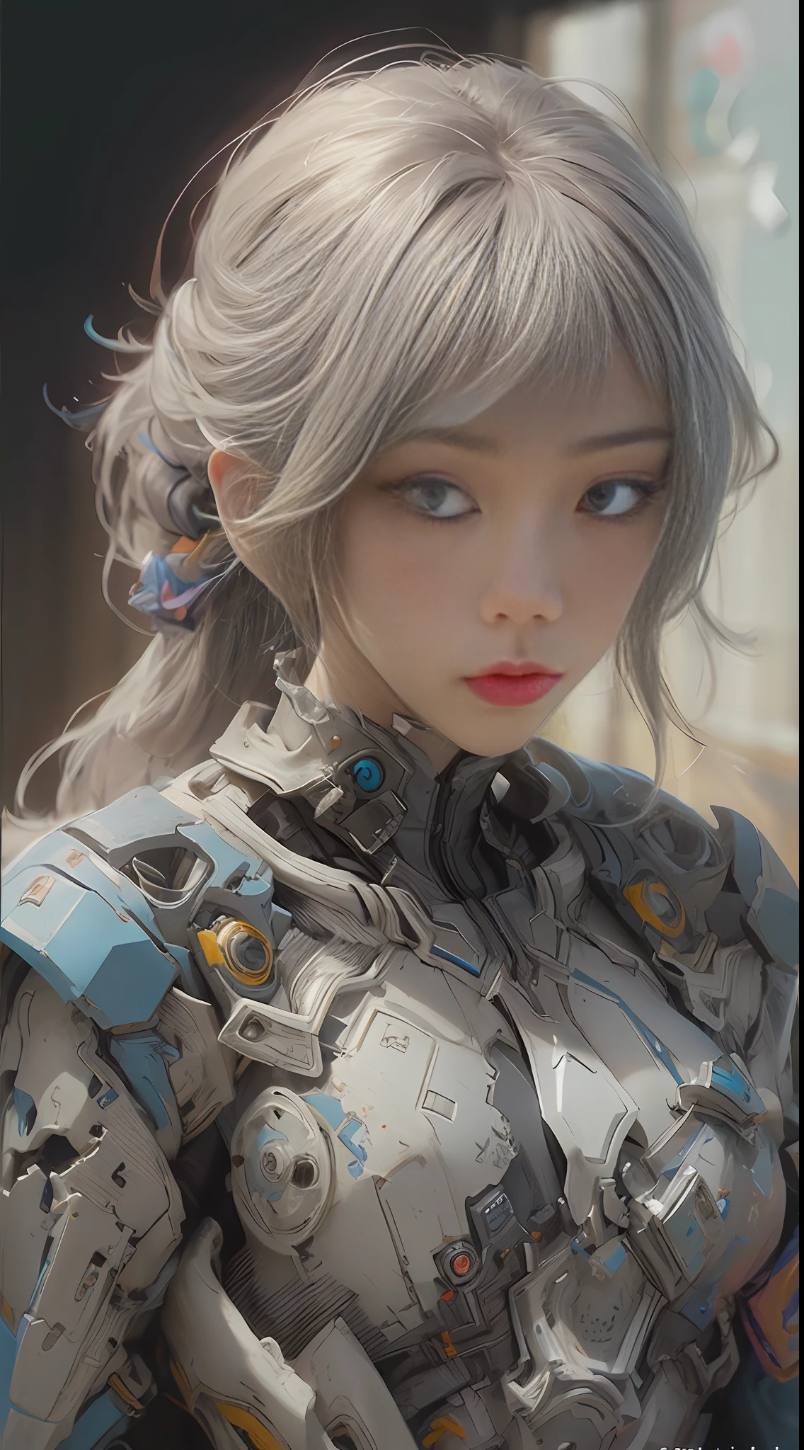 ((beste-Qualit)), ((​masterpiece)), (detaileds: 1.4), 3D, Beautiful steampunk woman, HDR(HighDynamicRange), Ray traching, NVIDIA RTX, Hyper-Resolution, Unreal 5, sub-surface Scattering, PBR Texture, Postprocess, Anisotropy Filtering, depth of fields, Maximum clarity and sharpness, Multilayer Texture, Albedo and Highlight Maps, Surface Shading, Accurate simulation of light-material interactions, The chest is skin visible、Perfect Ratios,Hydraulic cylinder、gear wheel、gear、 Octane Render, Two-color light, Large aperture, Low ISO、White Balance、thirds rule、8K RAW、