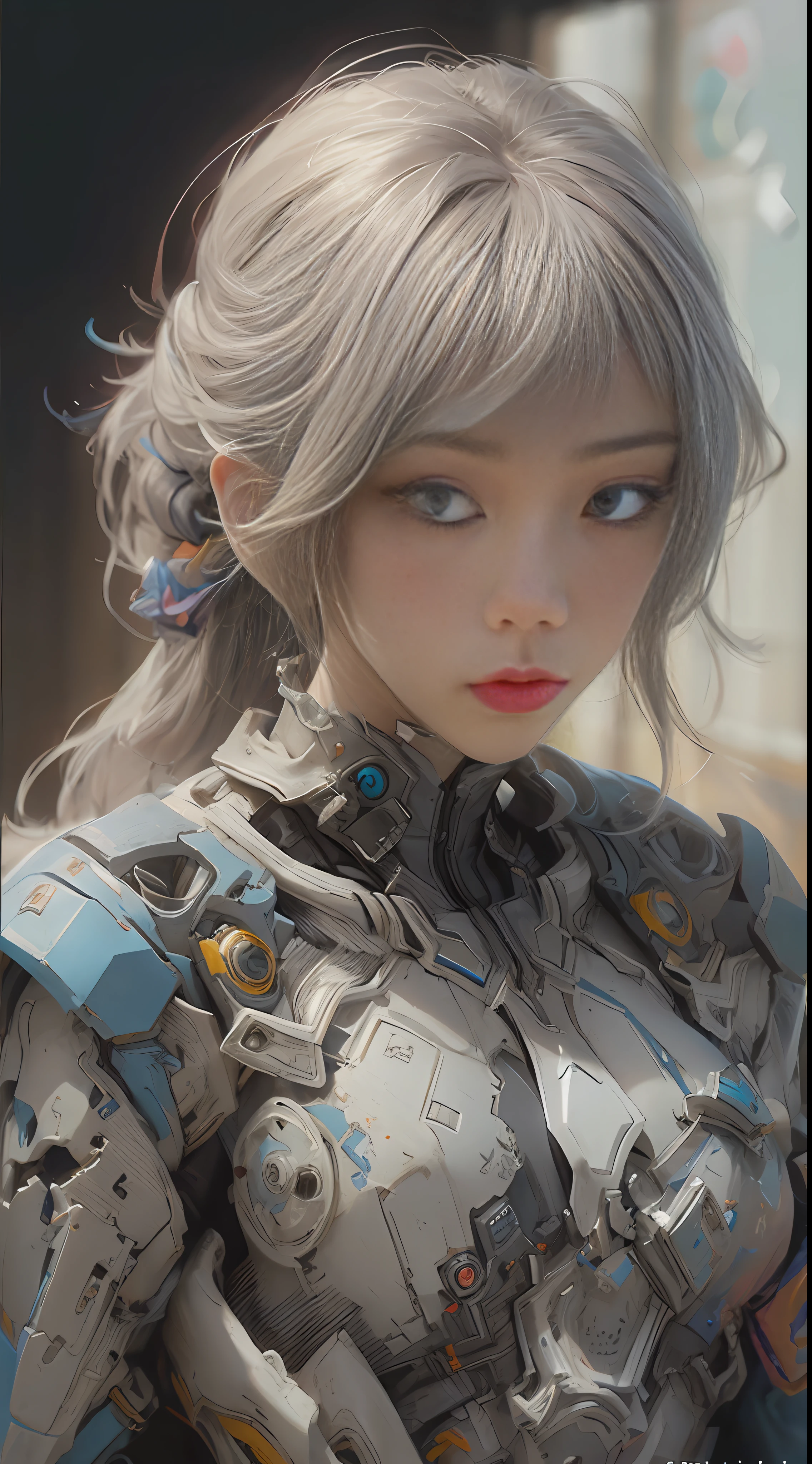 ((beste-Qualit)), ((masterpiece)), (detaileds: 1.4), 3D, Beautiful steampunk woman, HDR(HighDynamicRange), Ray traching, NVIDIA RTX, Hyper-Resolution, Unreal 5, sub-surface Scattering, PBR Texture, Postprocess, Anisotropy Filtering, depth of fields, Maximum clarity and sharpness, Multilayer Texture, Albedo and Highlight Maps, Surface Shading, Accurate simulation of light-material interactions, The chest is skin visible、Perfect Ratios,Hydraulic cylinder、gear wheel、gear、 Octane Render, Two-color light, Large aperture, Low ISO、White Balance、thirds rule、8K RAW、