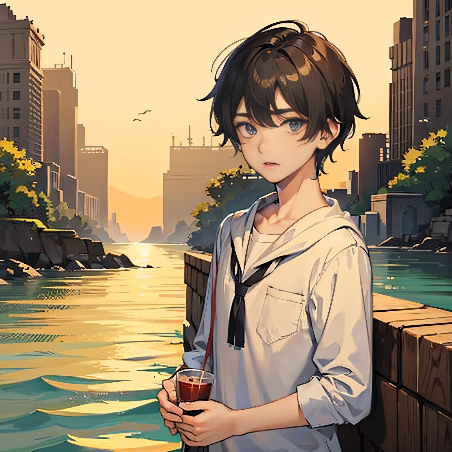 Pixel art、、jung、male people, Eau, Sea --auto