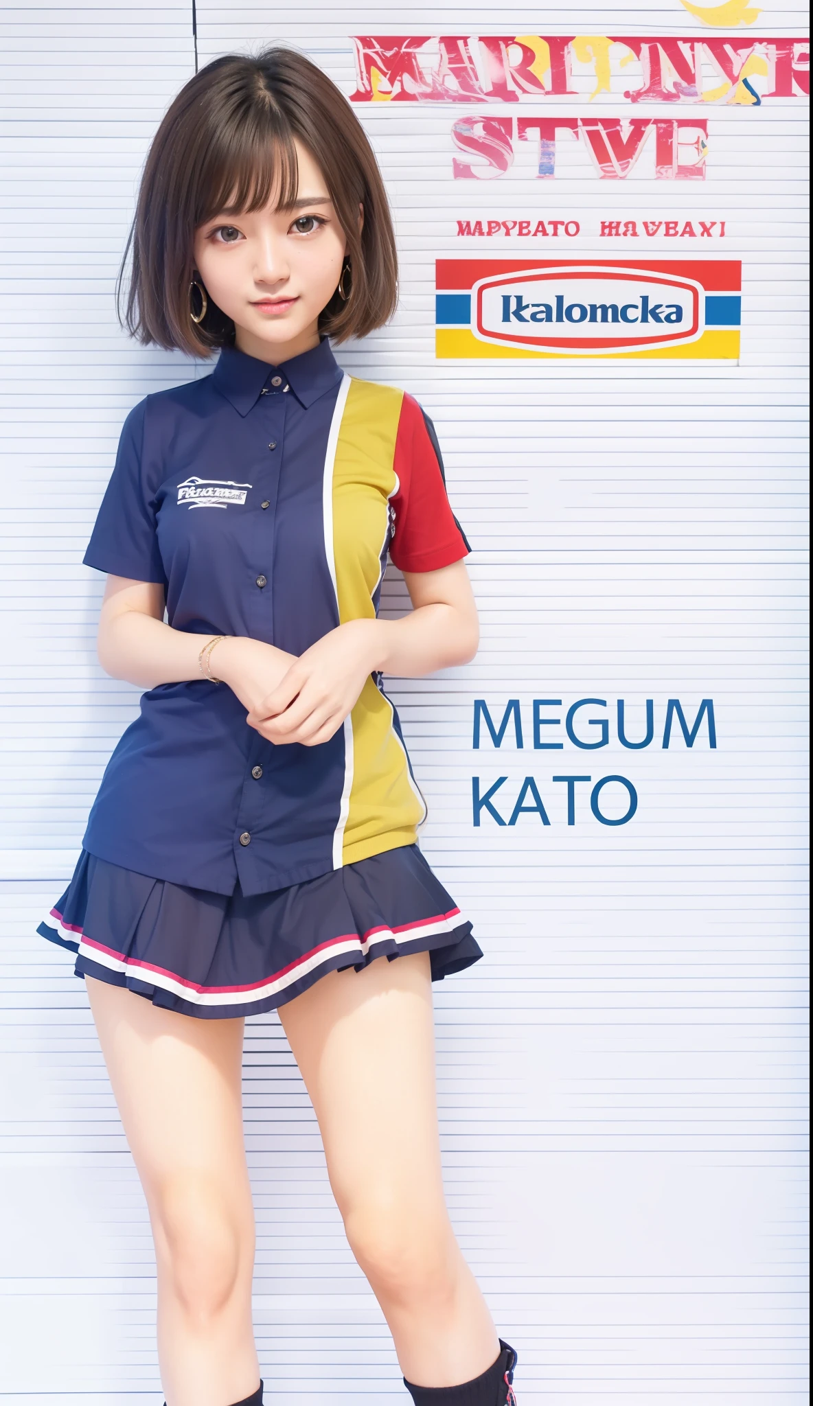 (((Marin Kitagawa))), (masterpiece, best quality), ((extremely detailed, intricate details, lush detail, insanely detailed face, beautiful red eyes, lips, detailed skin, very wide-eyed, skinny)), (( floating hair, shiny skin)), (1girl), wide hips, narrow waist, thick thighs, ((big pupil)) , nervous, ((happy, smile, long hair, younger, blush, tall, black outline, blonde hair, straight hair, seductive eyes, mature female, older, very long hair)), 1girl, toned, ((((indoors, in front of a big window, light shining through window, upper body focus)))), solo, blonde hair, school uniform, skirt, necktie, shirt, shoes, choker, jewellery, white shirt, socks, smile, brown footwear, black socks, looking at viewer, loafers, blue skirt, multicolored hair, plaid, pleated skirt, tied shirt, black choker, bangs, plaid skirt, bracelet, earrings, standing, blue necktie, grin, collared shirt, (((hands behind back, 1girl)))