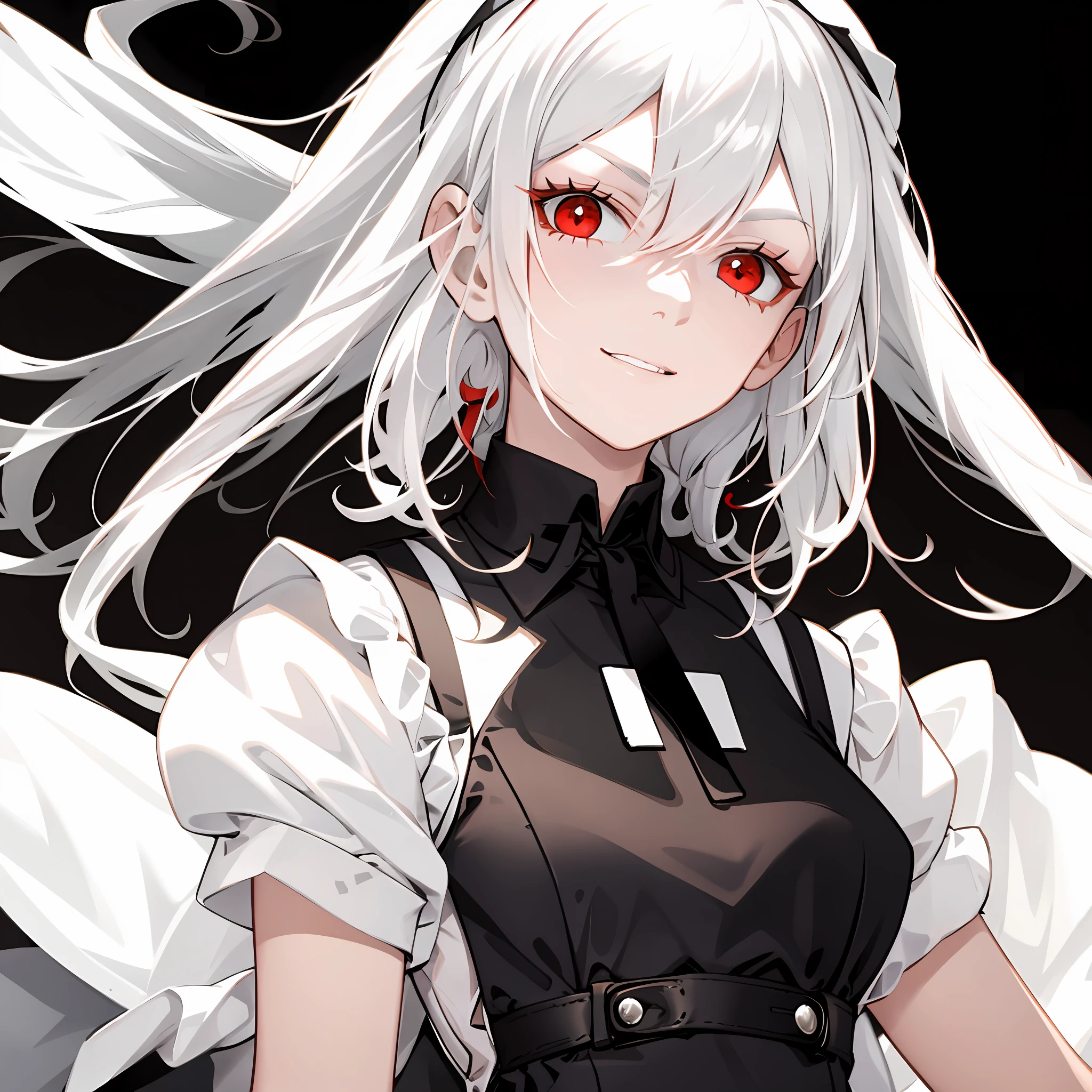 White hair，Red eyes，Two-dimensional，Upper body body