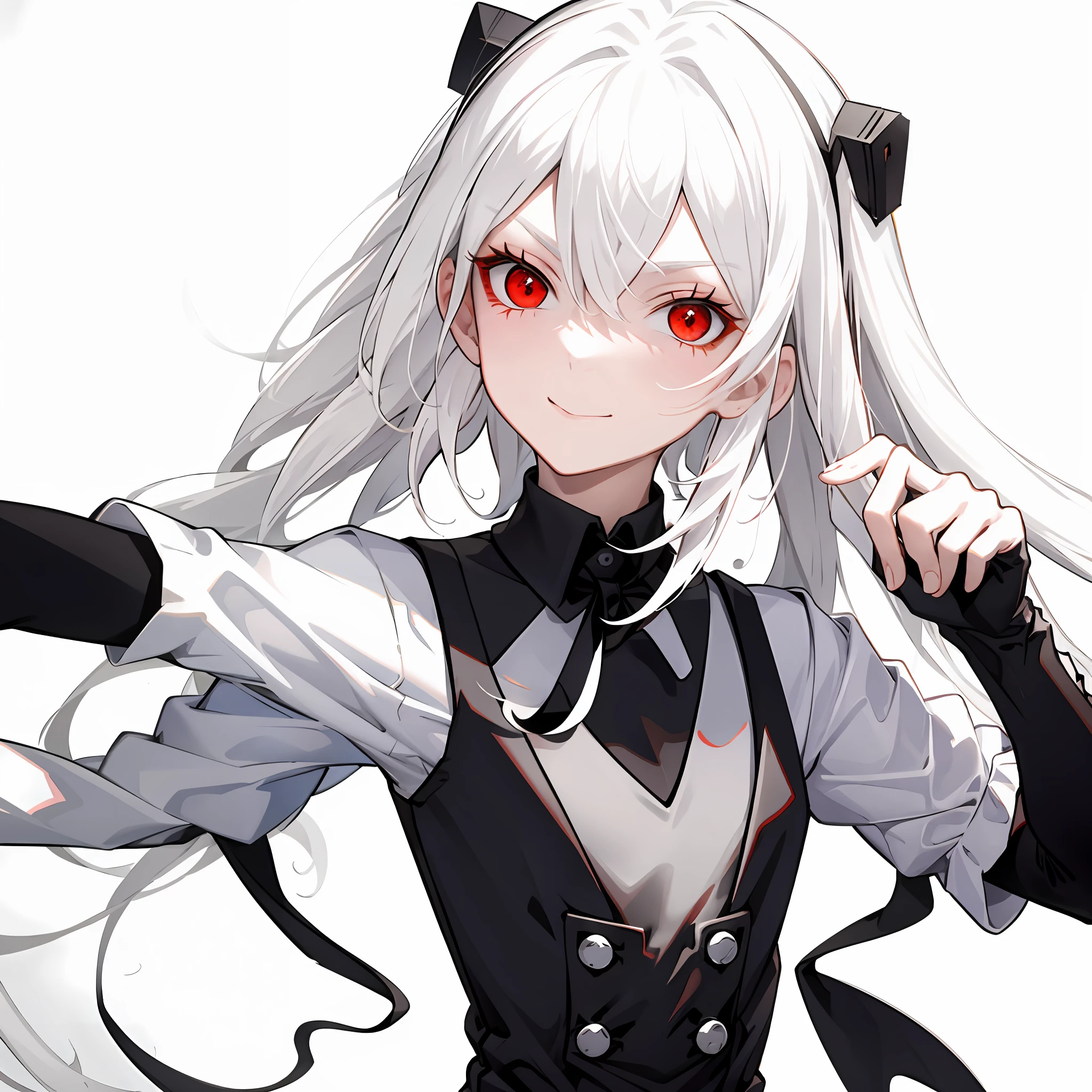 White hair，Red eyes，Two-dimensional，Upper body body