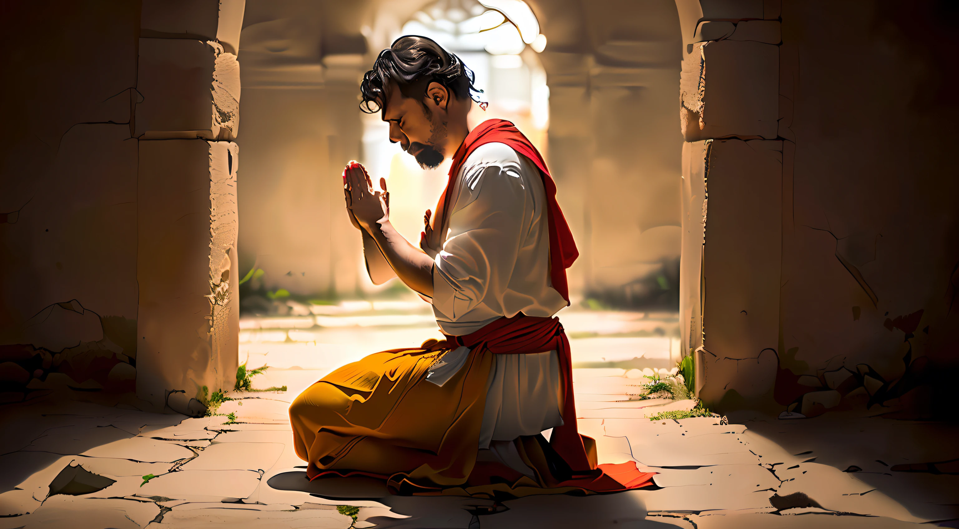 homem ajoelhado em um tapete vermelho rezando, kneeling in prayer, holy man looking down at the ground, orar meditando, praying posture, praying, Ajoelhado, doing a prayer, biblical clothing, Vestido como Jesus Cristo, vestidos com roupas romanas, Prayer, Shutterstock, ajoelhado e olhando para cima, foto de retrato, Ajoelhado!!, Ajoelhado diante do Papa