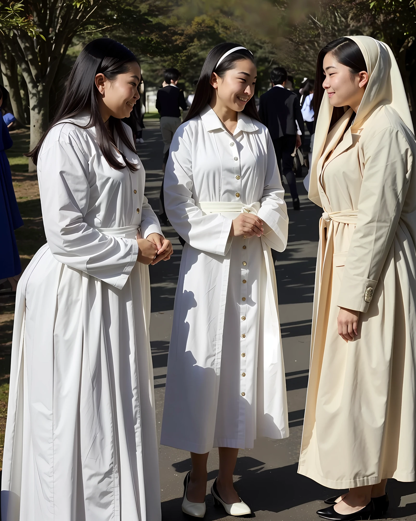 Women who are about to reach adulthood,Moderate figure and light-colored clothes,Big shiny
