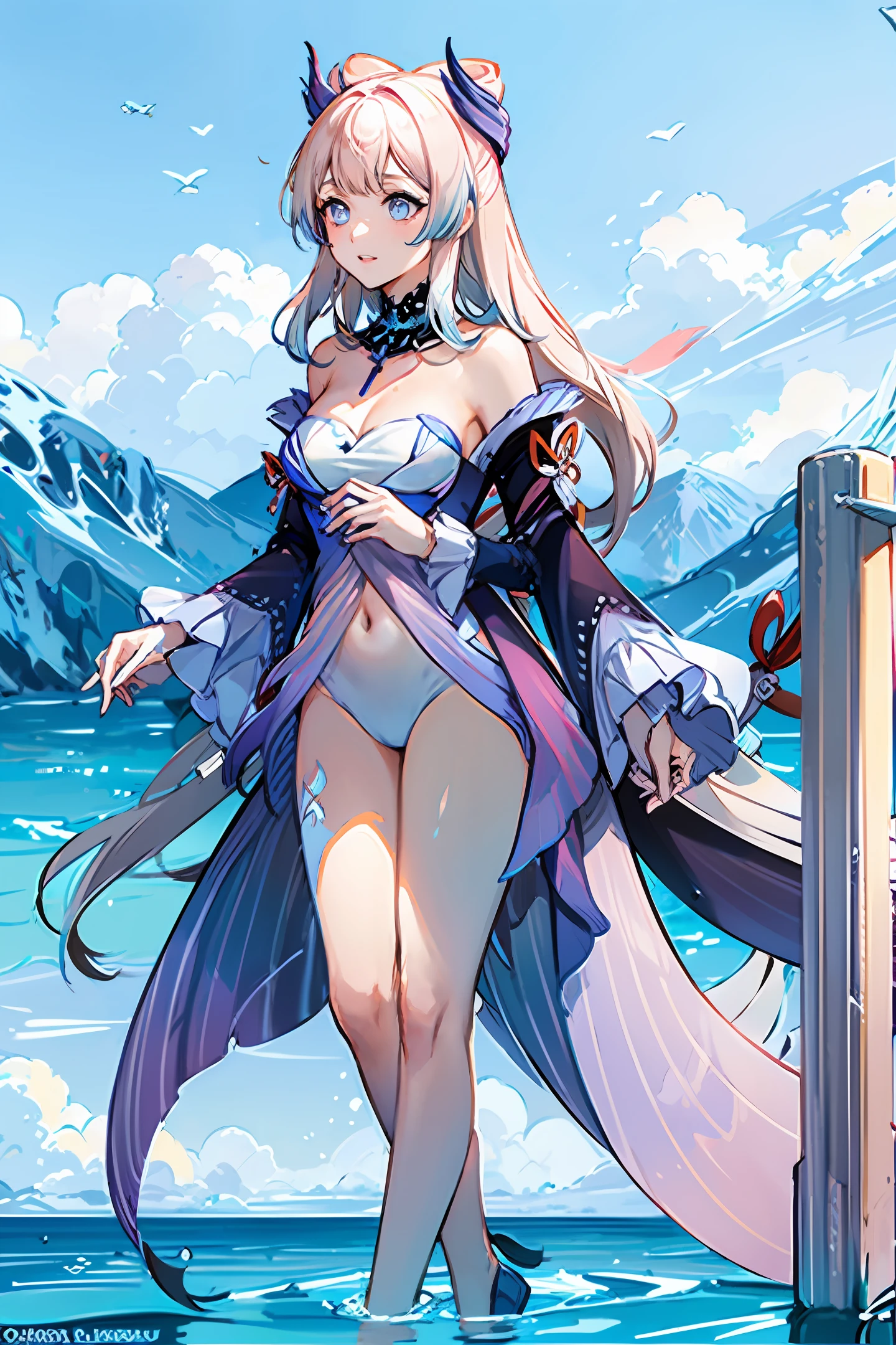 Pink swimsuit,white color hair,chiquita