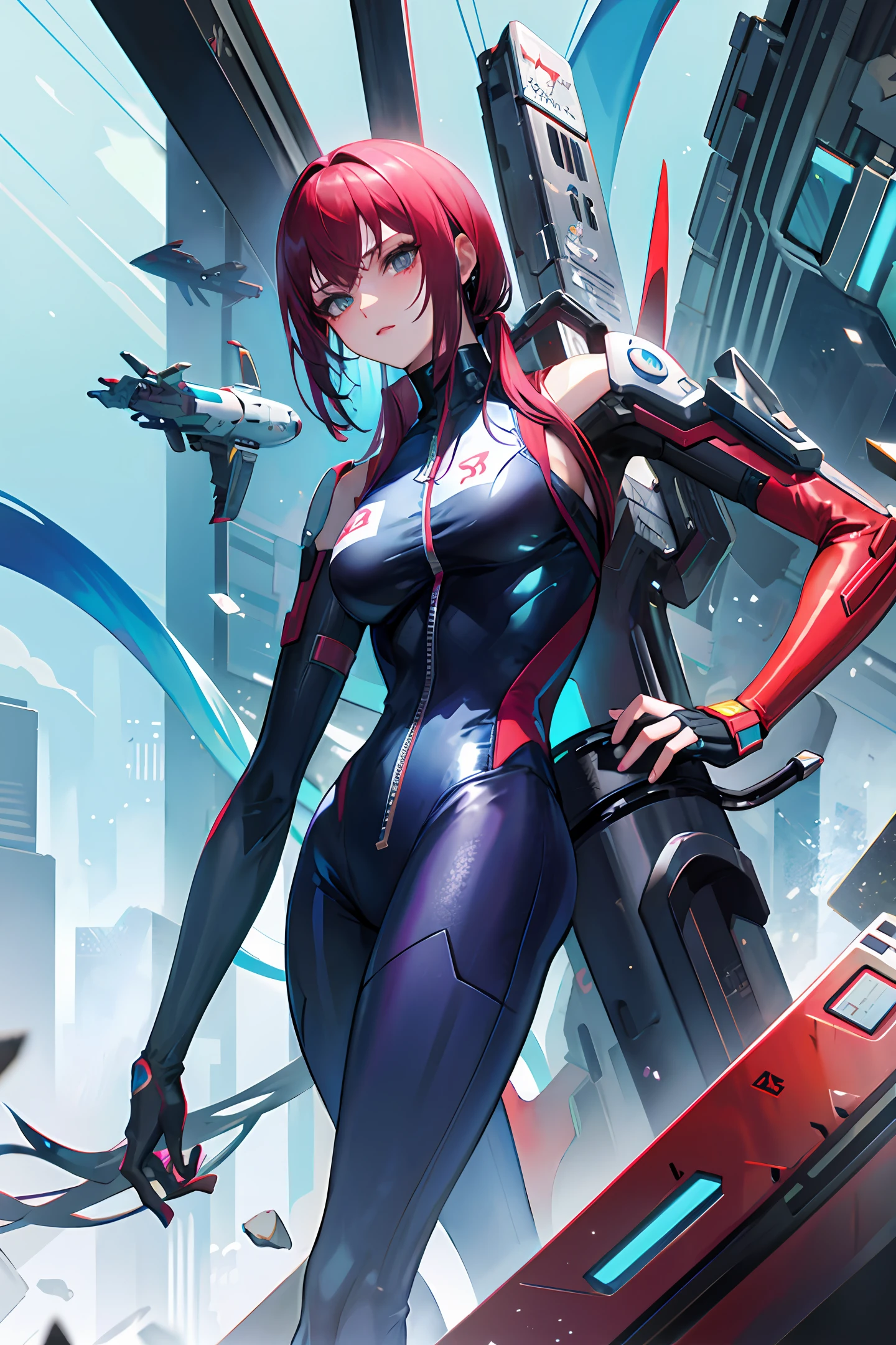 Cyberpunk style,Anime women,Lori,Stand on the mech,swim wears