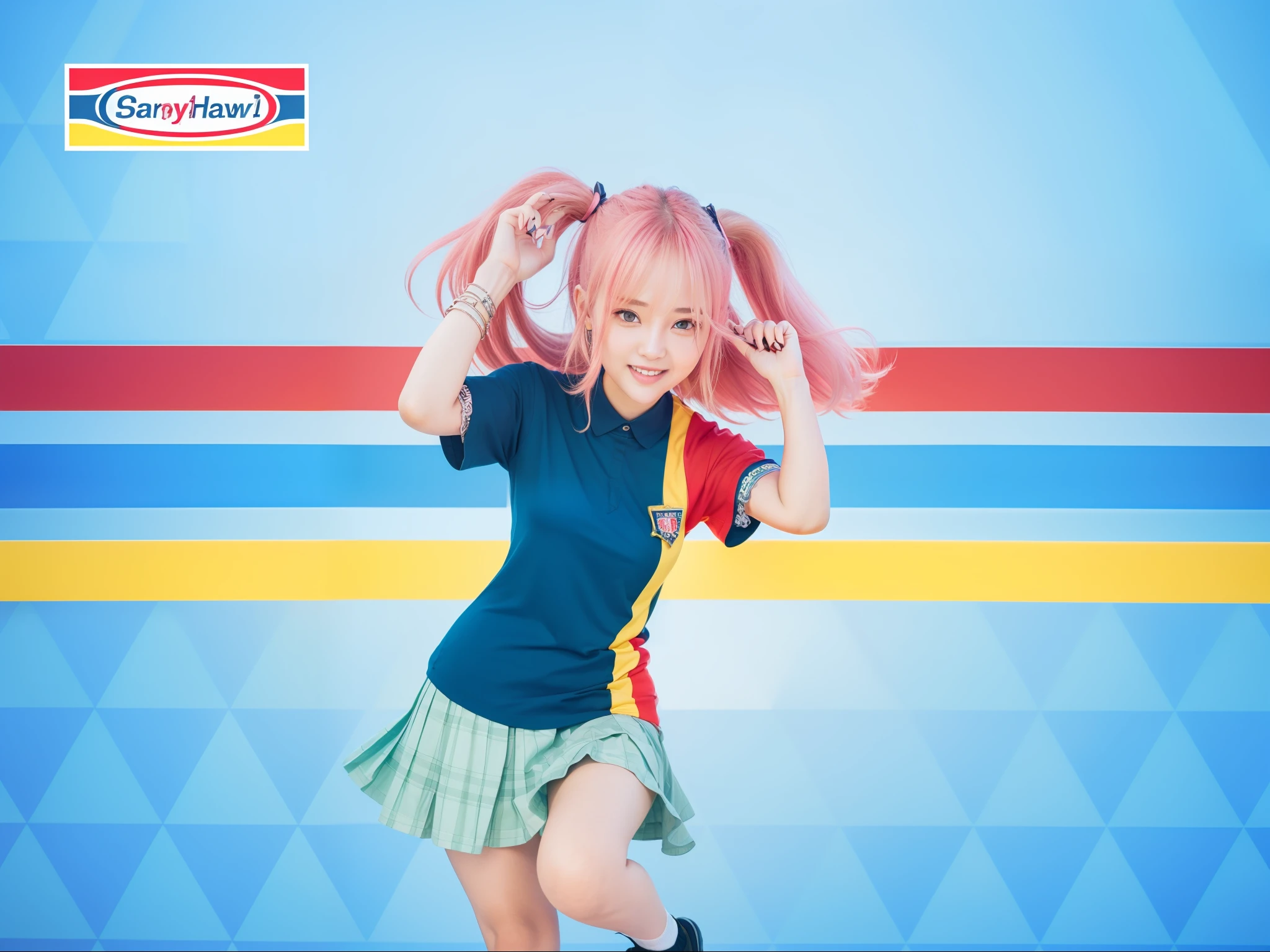 (((Marin Kitagawa))), (masterpiece, best quality), ((extremely detailed, intricate details, lush detail, insanely detailed face, beautiful red eyes, lips, detailed skin, very wide-eyed, skinny)), (( floating hair, shiny skin)), (1girl), wide hips, narrow waist, thick thighs, ((big pupil)) , nervous, ((happy, smile, long hair, younger, blush, tall, black outline, blonde hair, straight hair, seductive eyes, mature female, older, very long hair)), 1girl, toned, ((((indoors, in front of a big window, light shining through window, upper body focus)))), solo, blonde hair, school uniform, skirt, necktie, shirt, shoes, choker, jewellery, white shirt, socks, smile, brown footwear, black socks, looking at viewer, loafers, blue skirt, multicolored hair, plaid, pleated skirt, tied shirt, black choker, bangs, plaid skirt, bracelet, earrings, standing, blue necktie, grin, collared shirt, (((hands behind back, 1girl)))