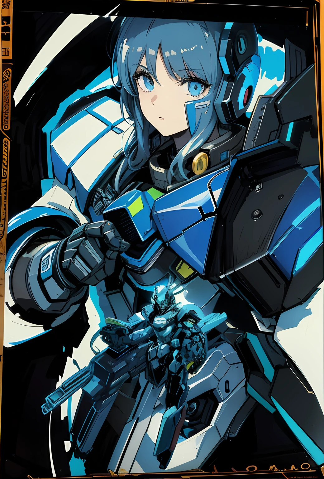 anime character with a gun and a helmet on, girl in mecha cyber armor, Official anime artwork, high detailed official artwork, modern mecha anime, mecha anime, cool mecha style, # Mecha, Mechanized Valkyrie girl, mecha asthetic, female mecha, arasaka mech, mecha art, official artbook, anime mecha aesthetic