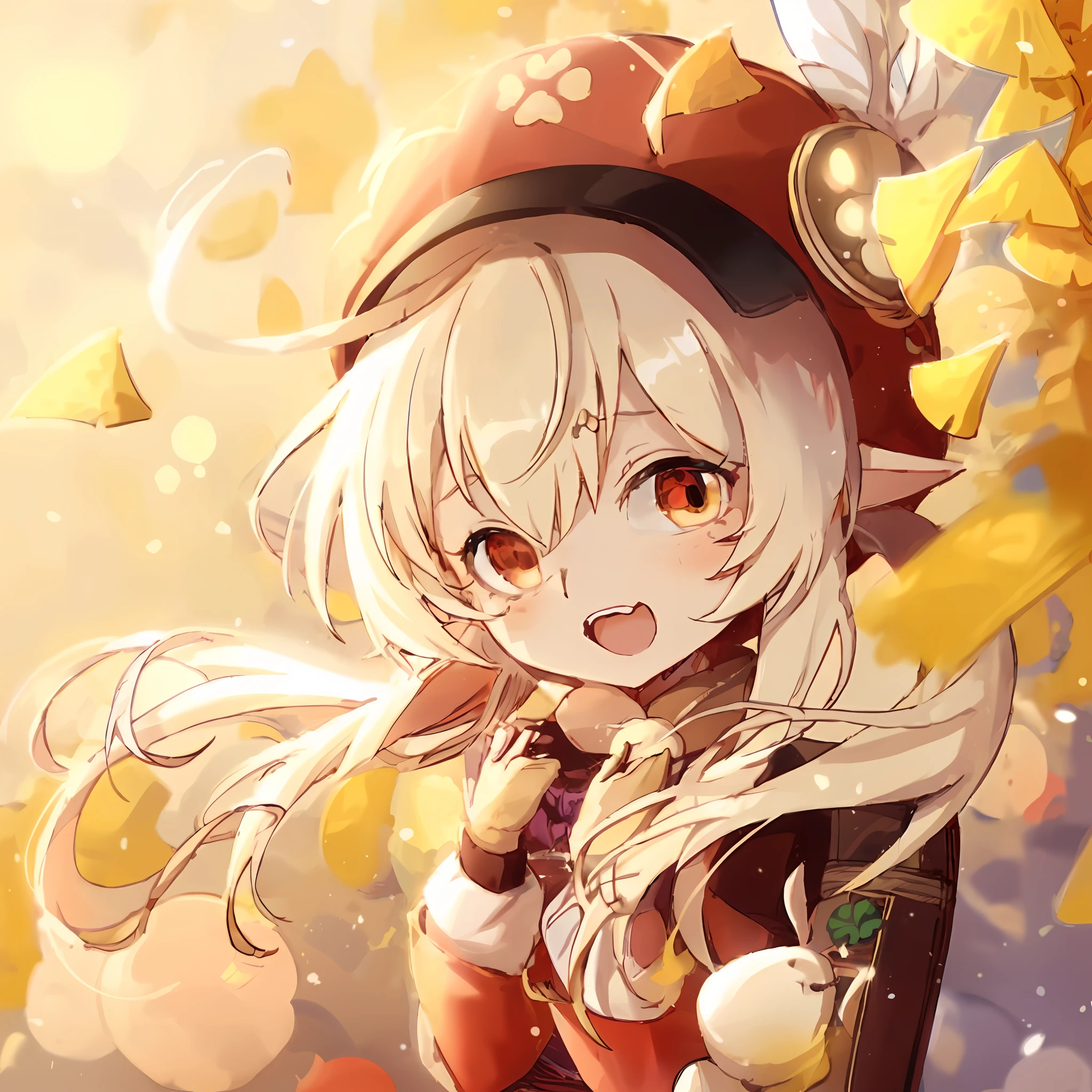 anime girl with long blonde hair and a hat holding a stuffed animal, Splash art anime Loli, anime visual of a cute girl, Cute anime girl, Loli, style of anime4 K, 🍂 kawaii, Ayaka Genshin impact, anime best girl, anime wallaper, High Quality Anime Art Style, hd anime wallaper, Cute anime, anime moe art style