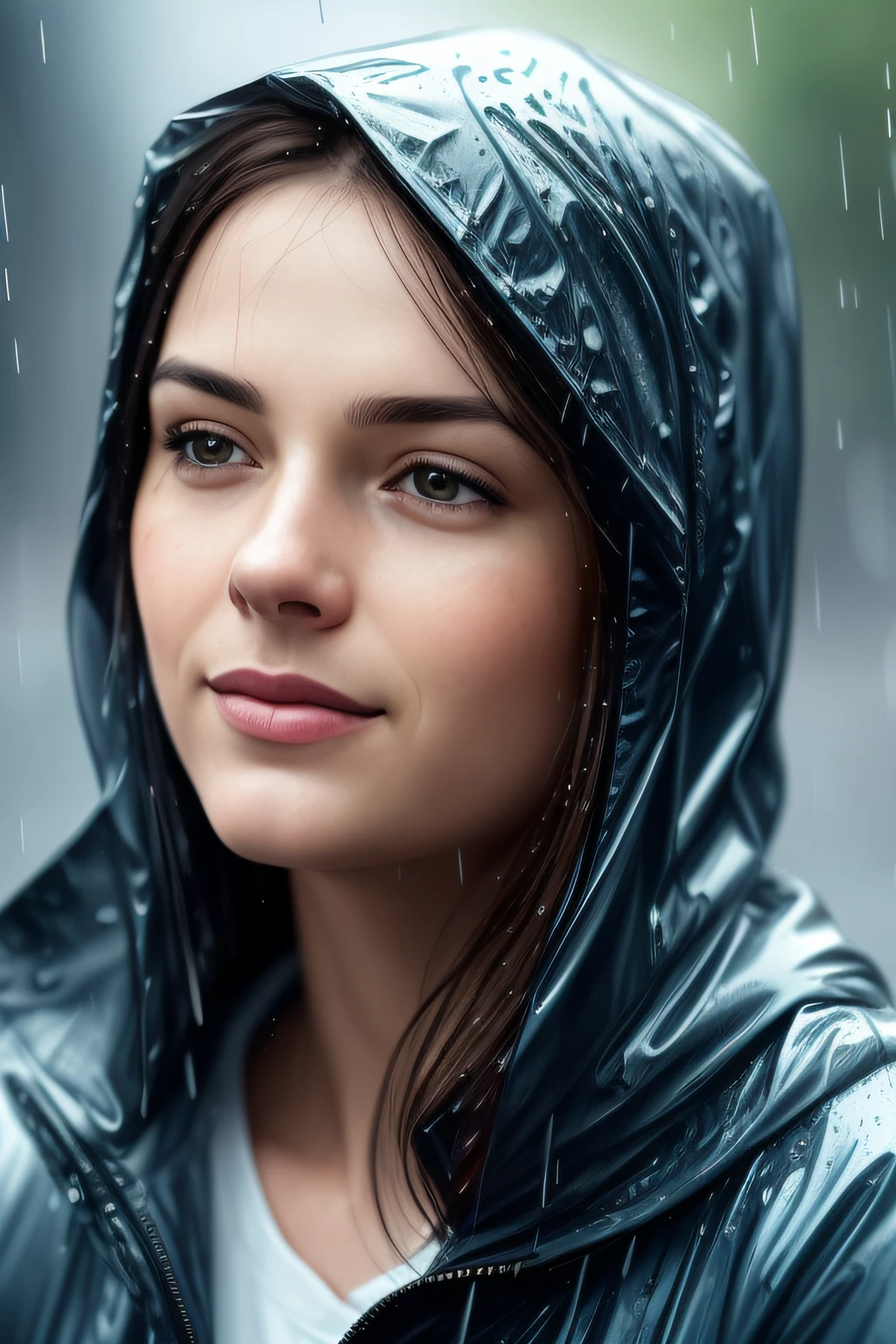 here is a woman that is looking at the camera in the rain, cinematic realistic portrait, ultra realistic digital painting, ultra-realistic digital art, soft portrait shot 8 k, rain drops on face, ultra realistic digital art, hyperrealistic digital painting, hyper realistic digital painting, hyperrealistic digital art, ultrarealistic digital art, beautiful photorealistic imagery, hyper realistic digital art