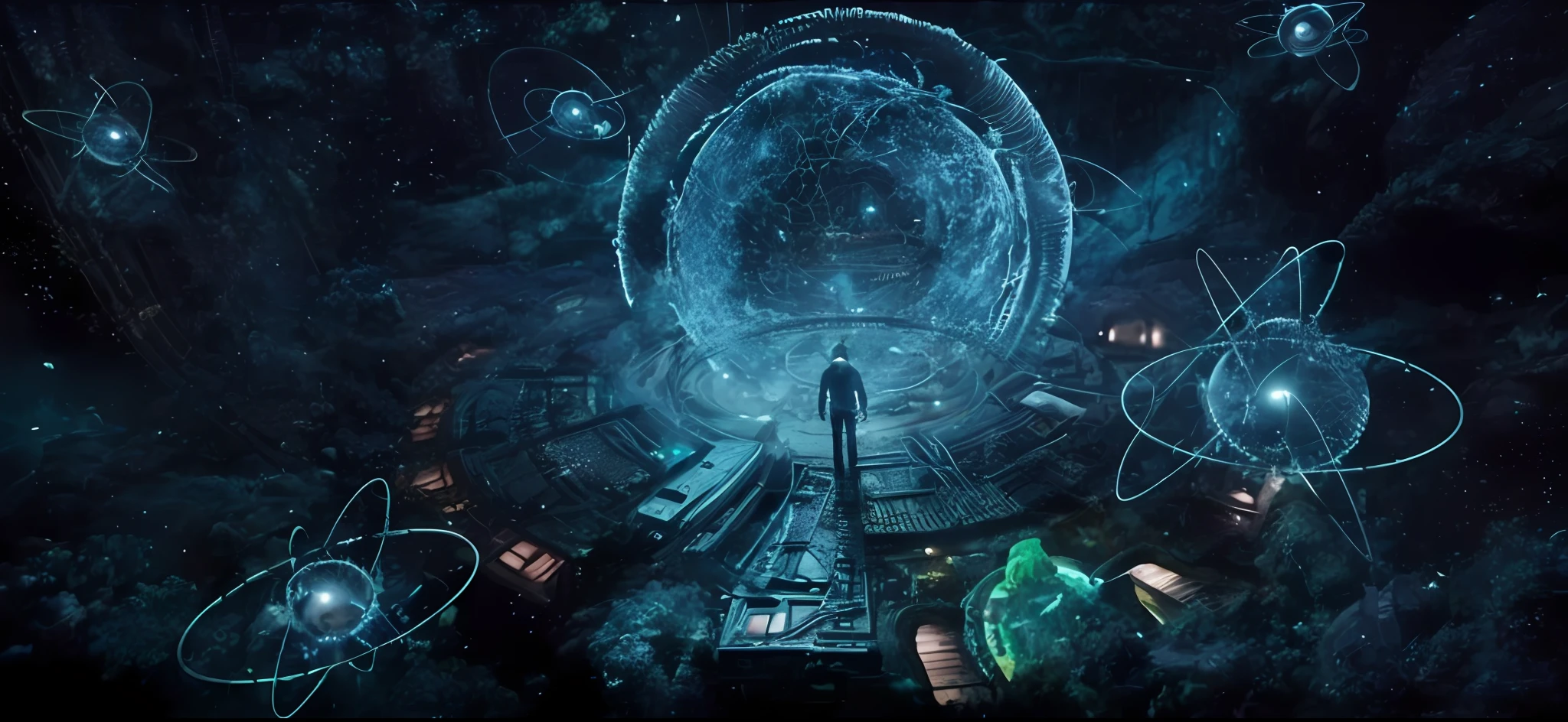 a close up of a person standing in front of a large object, depicted as a scifi scene, in a scifi movie, Epic sci-fi movie stills, Epic science fiction movie stills, prometheus alien engineering, sci - fi film still, sci - fi film still, from a 2 0 1 9 sci fi 8 k movie, films《Prometheus》The scene unfolds beneath a