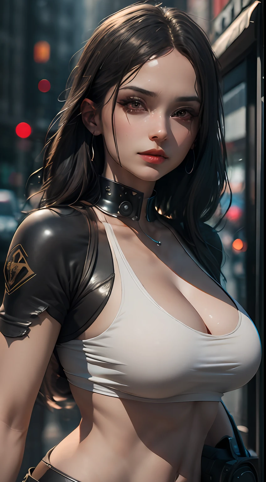 ((Best quality)), ((masterpiece)), (detailed:1.4), 3D, an image of a beautiful cyberpunk female,HDR (High Dynamic Range),Ray Tracing,NVIDIA RTX,Super-Resolution,Unreal 5,Subsurface scattering,PBR Texturing,Post-processing,Anisotropic Filtering,Depth-of-field,Maximum clarity and sharpness,Multi-layered textures,Albedo and Specular maps,Surface shading,Accurate simulation of light-material interaction,Perfect proportions,Octane Render,Two-tone lighting,Wide aperture,Low ISO,White balance,Rule of thirds,8K RAW,