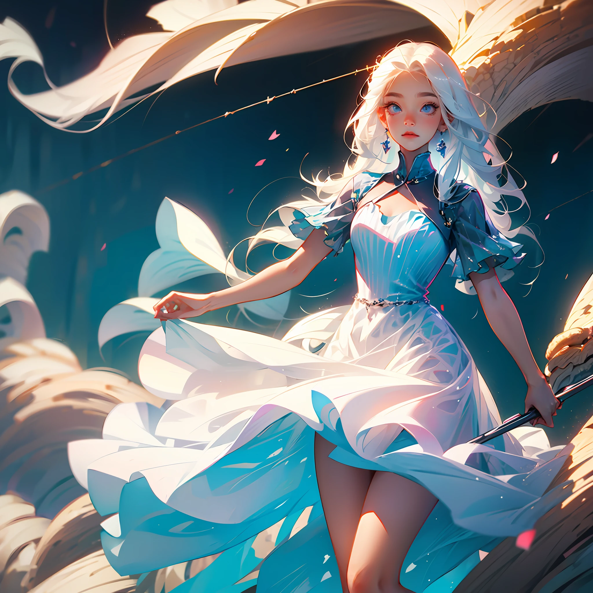 White hair, blue eyes, white dress, girl, tall, Kojiri --auto