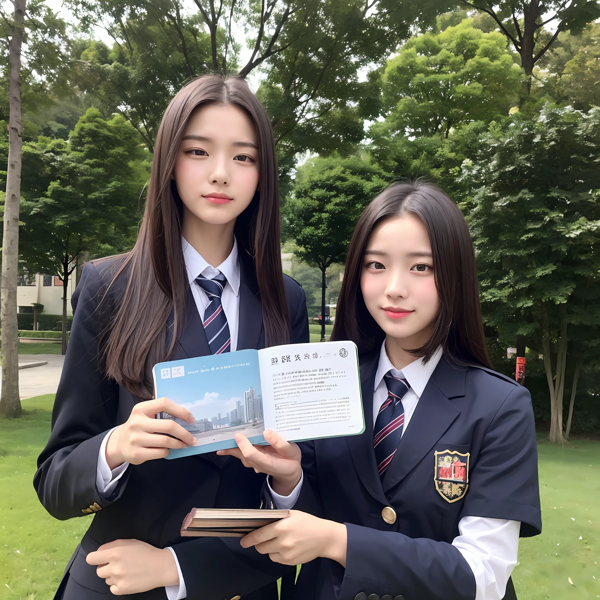 超高分辨率, best quailty, The photograph, 16k, (realisticlying: 1.2), 16 yaers old,Male high school students,Wearing the uniform of Chengdu No. 7 Middle School,Holding a book,Good facial features,Look ahead,It is located in the campus of Chengdu No. 7 Middle School --auto