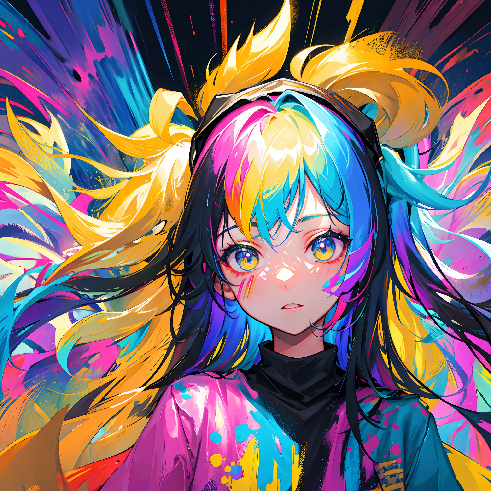 rainbow paint, a girl made entirely out of rainbow paint, entirely paint, 1girl, all rainbow paint, hdr, (intricate details, hyperdetailed:1.15), gorgeous lighting, rainbow, paint splatter, splashes, very rainbow, very colorful, neon, paint drops, rainbow paint background, colorful background