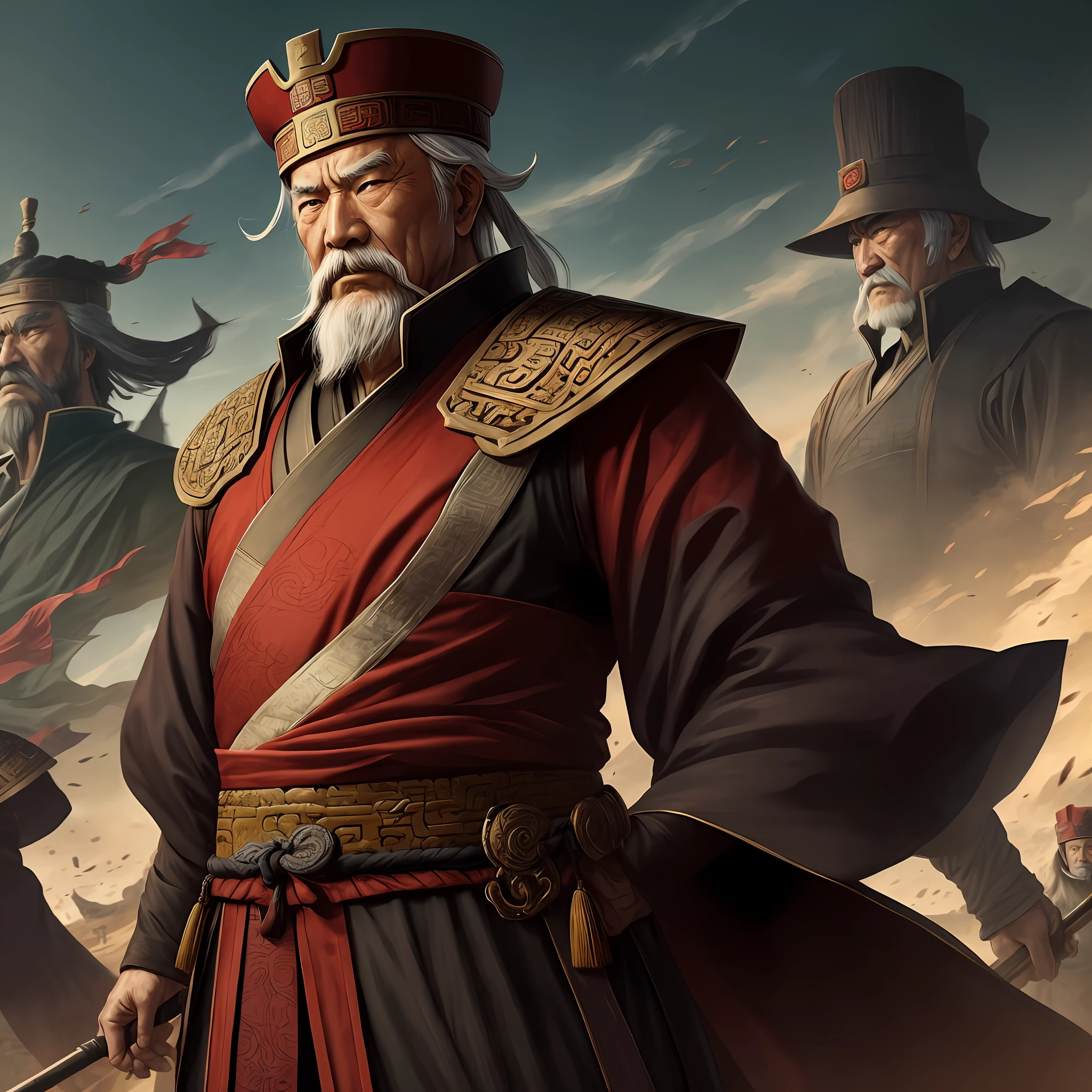 a old man,Appeared in the Three Kingdoms period of China,is a general,is participating in the war --auto