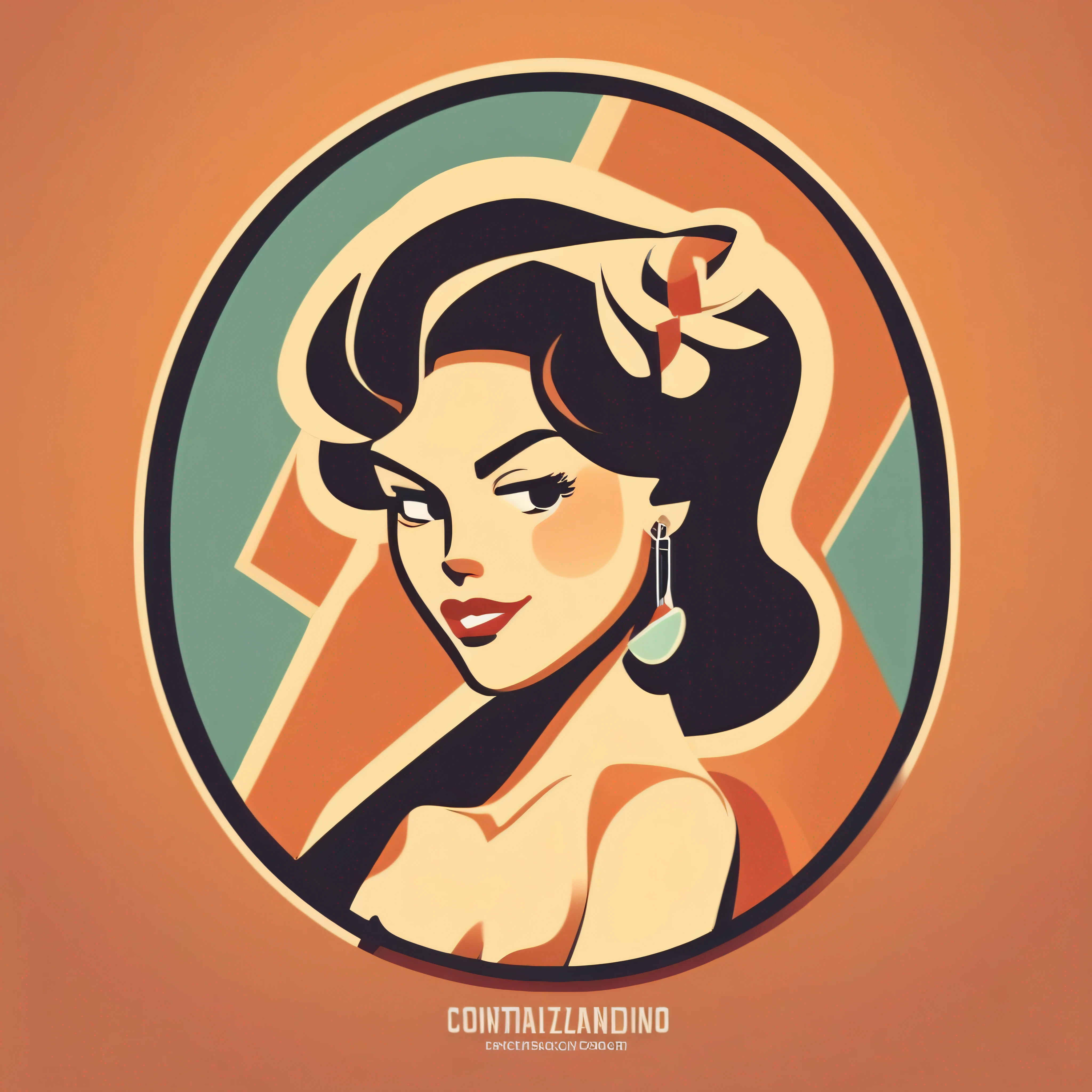 Logo, vector, logo design, vector, simple, flat, icon, minimalismo, linhas e contornos bem definidos, centralizado, uma mulher sexy, Vintage animation style, artista Max Fleischer