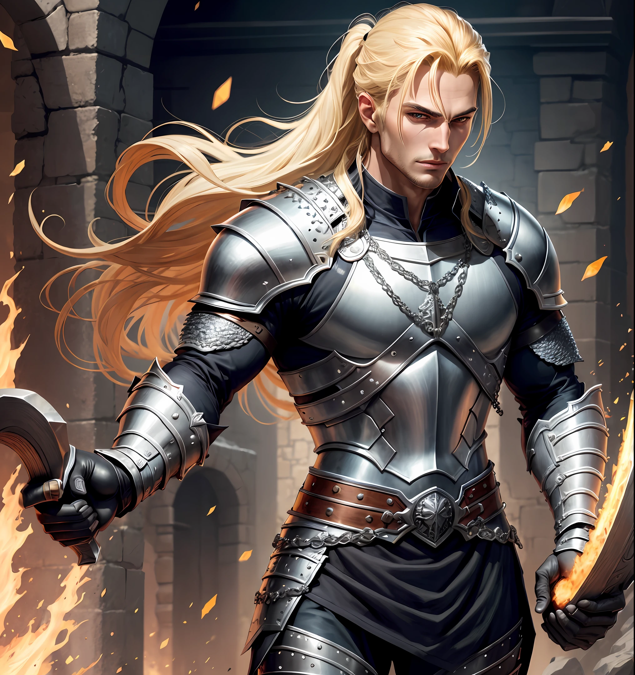 Dungeons and dragon paladin. Full suit of platemale armor like alphons Elric from full metal alchemist