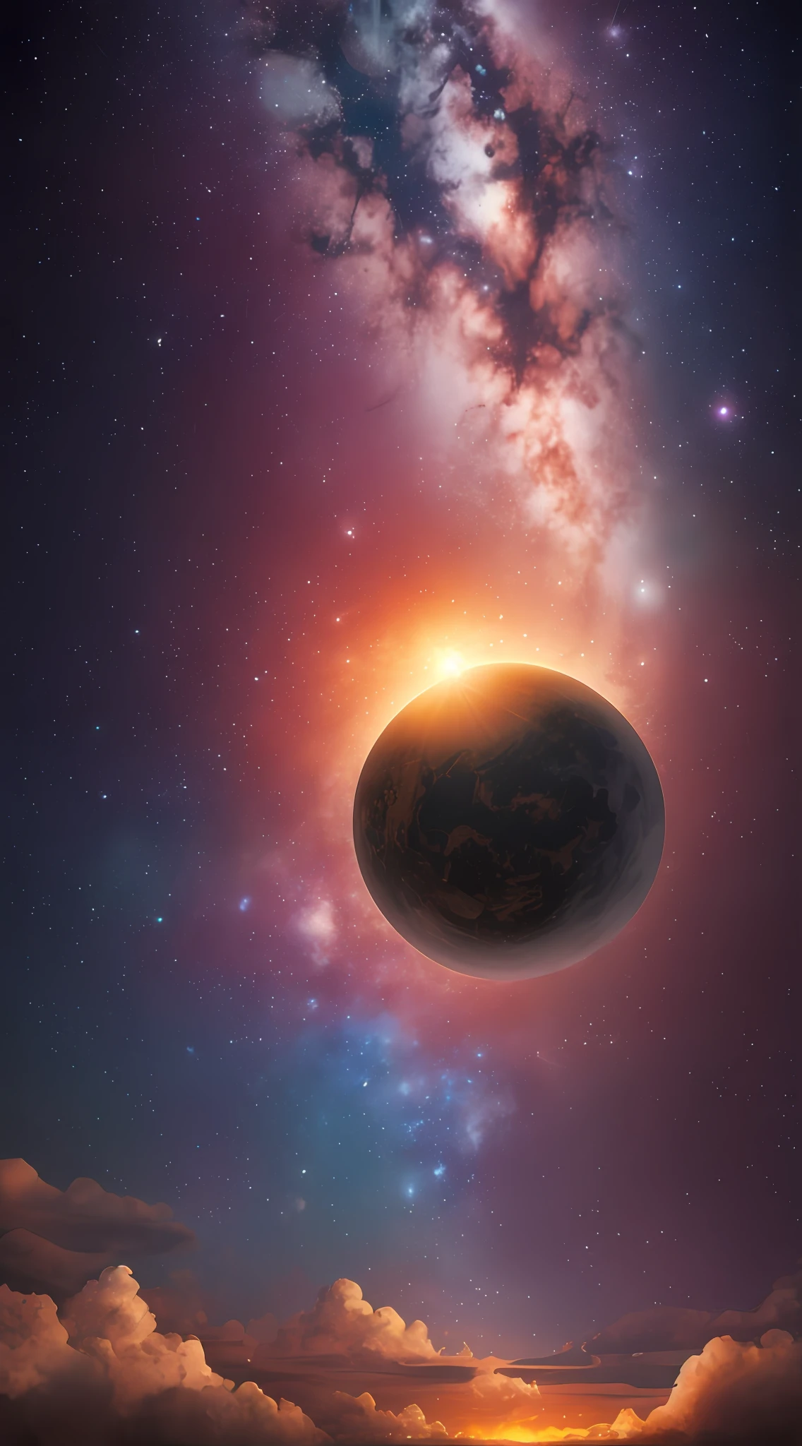 obra maestra, atmosfera cosmica, cinematografica, tendencias de artstation, realismo, alta calidad, rayos de colores, ambiente espiritual, luz y aire sagrado, 8K, fondo de pantalla