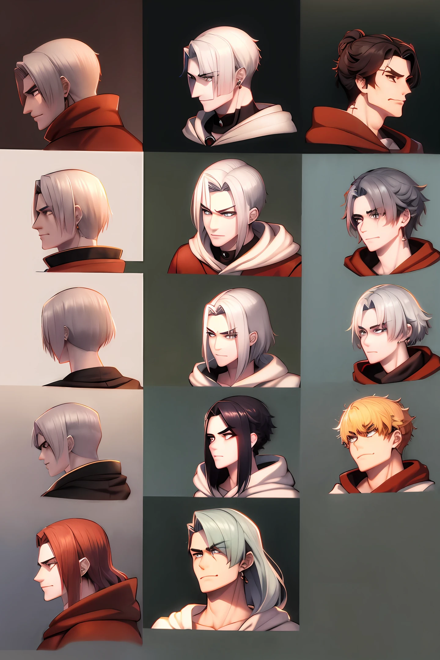 ember,silber hair,sideface,handsome,juvenile sense,chin resting on hand,High value