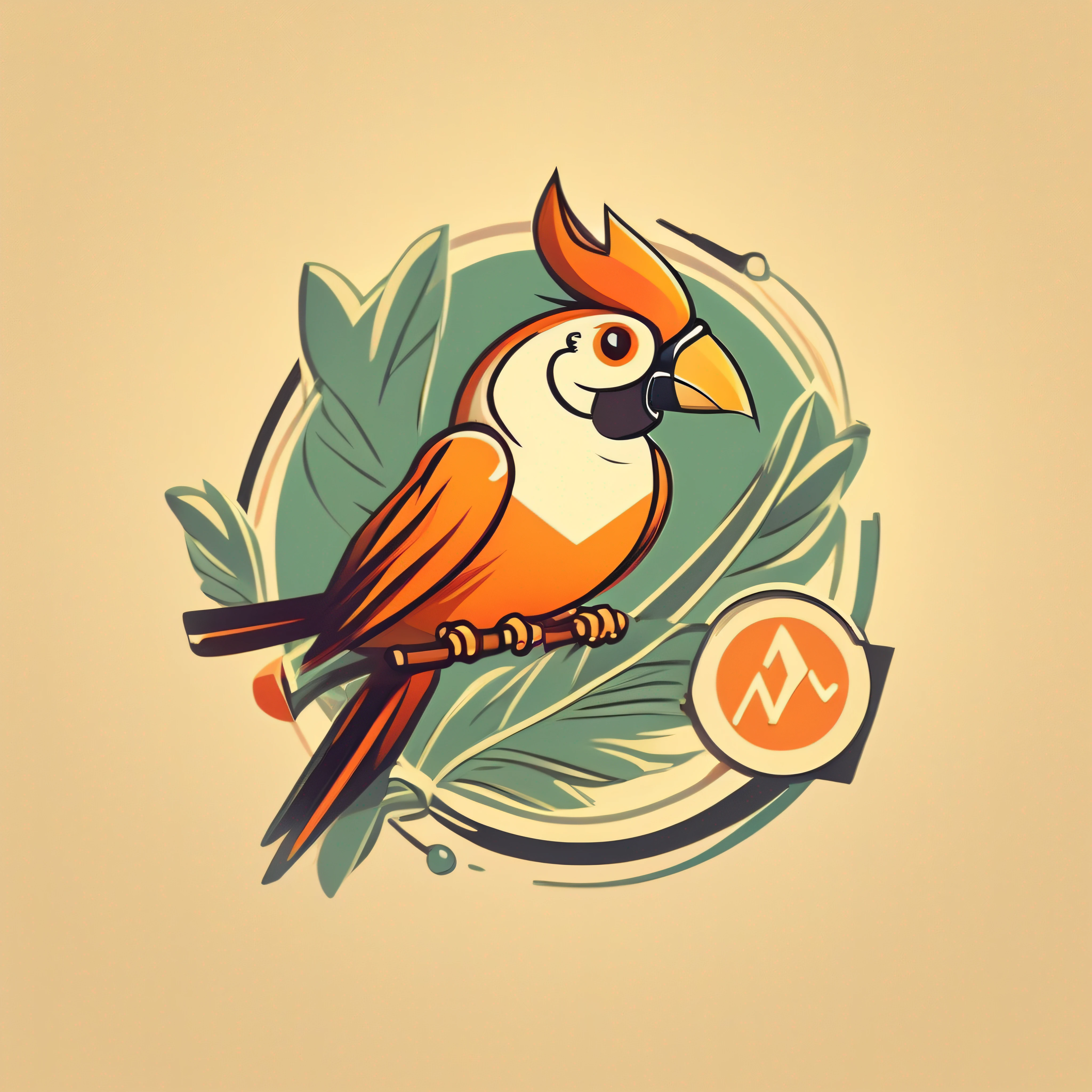 Logo, vetor, design de logotipo, vetor, simples, plano, icon, minimalismo, linhas e contornos bem definidos, Centralizado, Um papagaio, Vintage animation style, artista Max Fleischer
