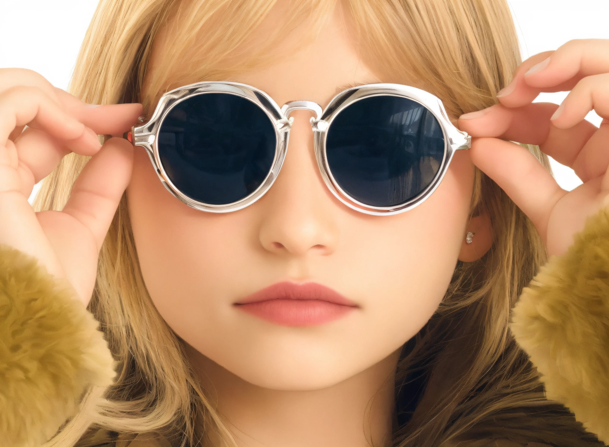 blond haired girl wearing sunglasses and a teddy bear, Copos prateados, pequenos copos pequenos de prata, cool glasses, cool sunglasses, Silver Glasses, with sunglasses, wearing cool sunglasses, with sun glasses, sun glasses, Eva Elfie, round sunglasses, wearing mirrored sunglasses, fofo:2, childrens, copos pequenos prateados, Tons de espelho, circle eyewear, futuro!!