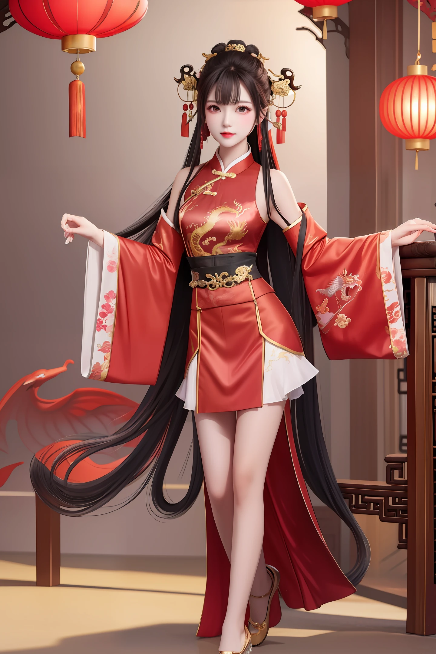 beauty sky dragon long hair chinese long legs