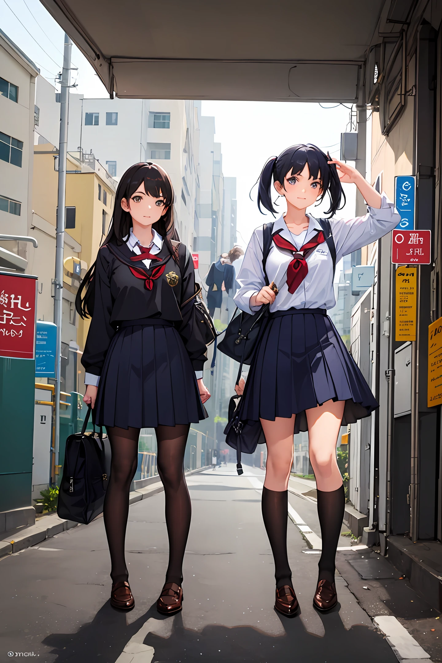 schoolgirls，A half body，Animate