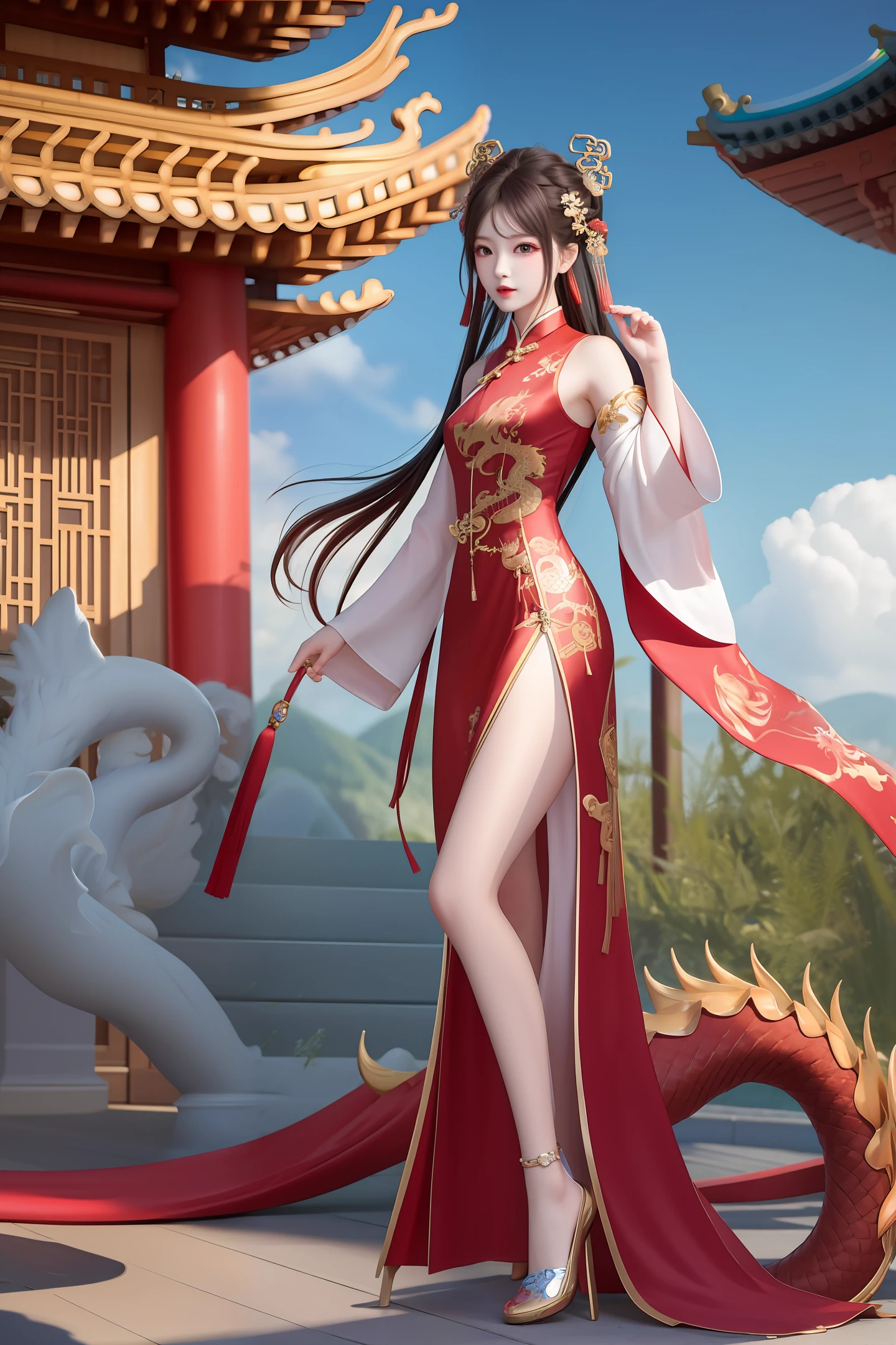 beauty sky dragon long hair chinese long legs