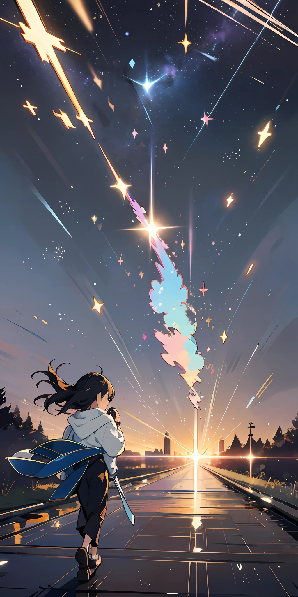 When shooting stars cross the night sky,People made wishes,Just because her light is so dazzling,But the star has also lost its direction,Walk alone in the dark。But she's still flying,Try to fly through this long cold and lonely night,This is her story,It is a meteor's dawn journey