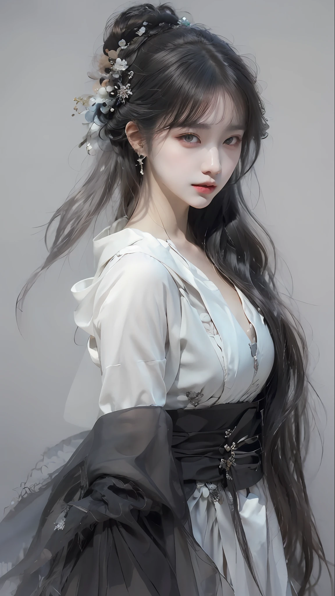 a close up of a woman with white hair and a white mask, beautiful character painting, guweiz, artwork in the style of guweiz, white haired deity, by Yang J, epic exquisite character art, stunning character art, by Fan Qi, by Wuzhun Shifan, guweiz on pixiv artstation