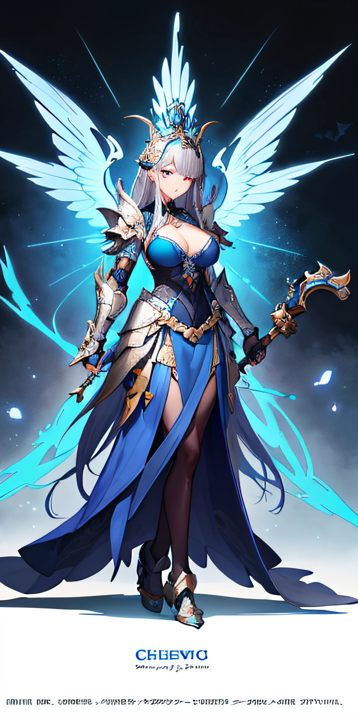 Full body of woman in silver and blue dress、Chengwei Pan at Art Station、By Jan J.、detailed fantasy art、Stunning character art、Fan Art Best Art Station、epic exquisite character art、Beautiful armor、extremely detailed art germ、Detailed Digital Anime Art、Art Germ at Art Station pixiv、Armored Lady、Hold a giant hammer