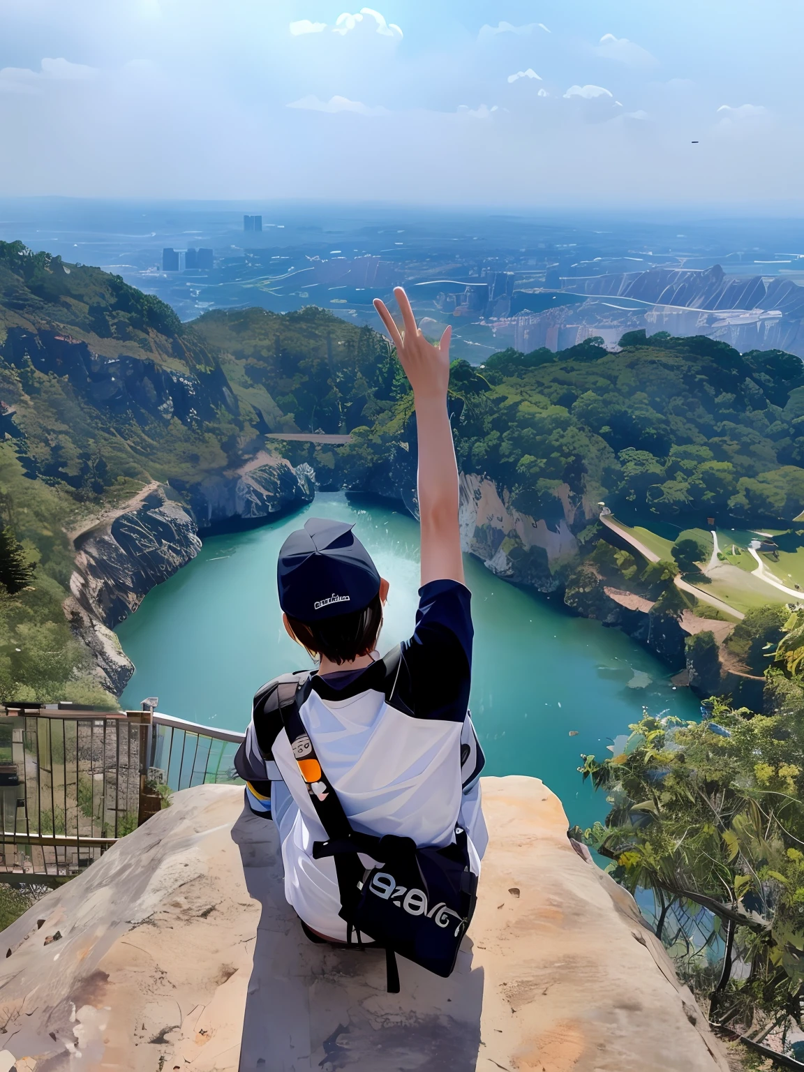 The Arafards sit on the rocks,Raise your arms in the air, view from top, 8 k''. filling of the view, Great view, Amazing view, on top of mountain, Nice view, At the top of a mountain, photograph taken in 2 0 2 0, At the summit, author:Tom Wenerstrand