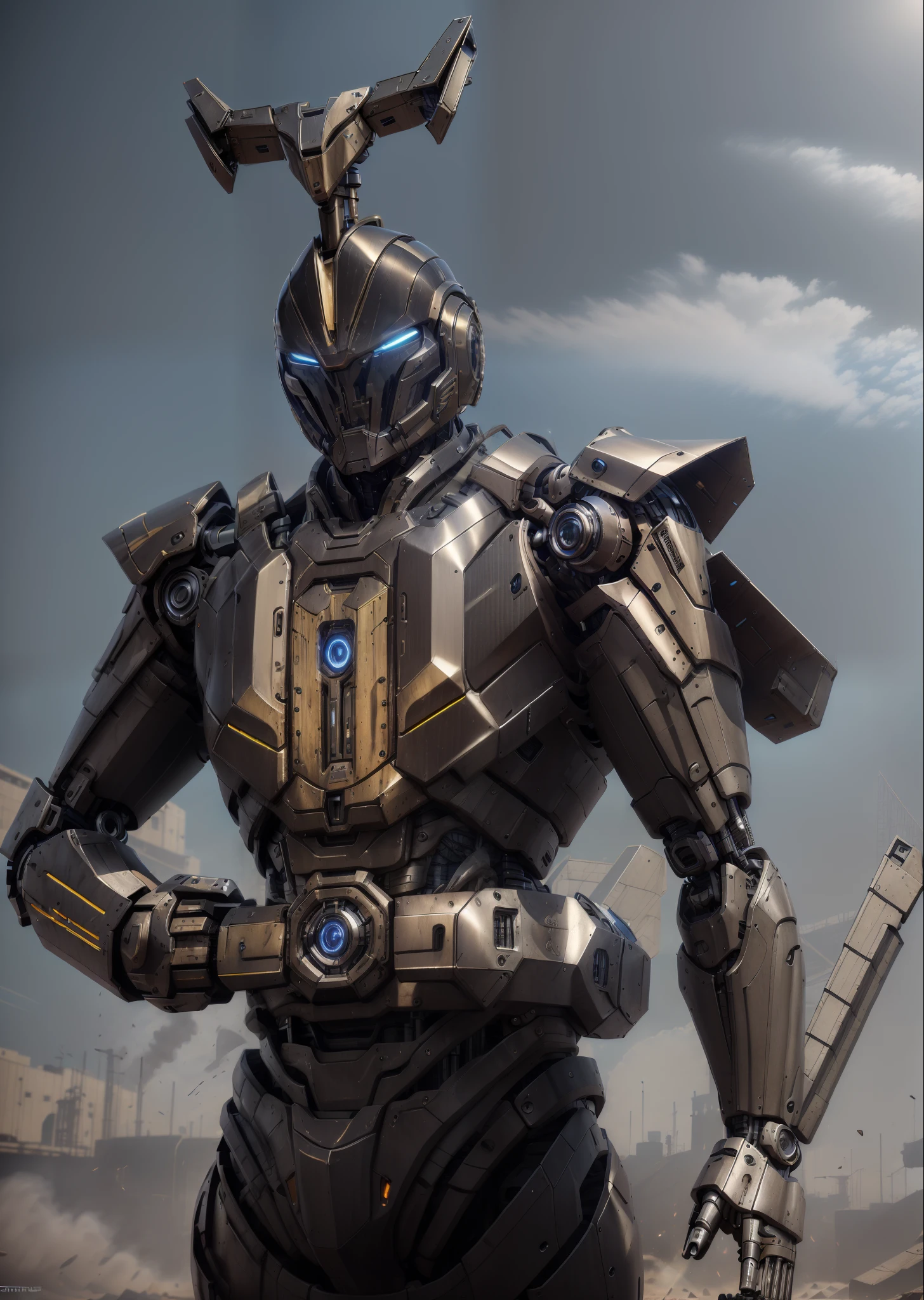 photorealestic，A mechanical，mechs，Technologie，ery muscular，glowing light eyes，Burly body，style of photography，Real scenery（Metallic texture 1.8）（Excess detail 2）（High resolution1.6）（4K clarity1.9)（Carbon fiber 1.5）（Metal reflection 1.5），Carbon fiber all over the body