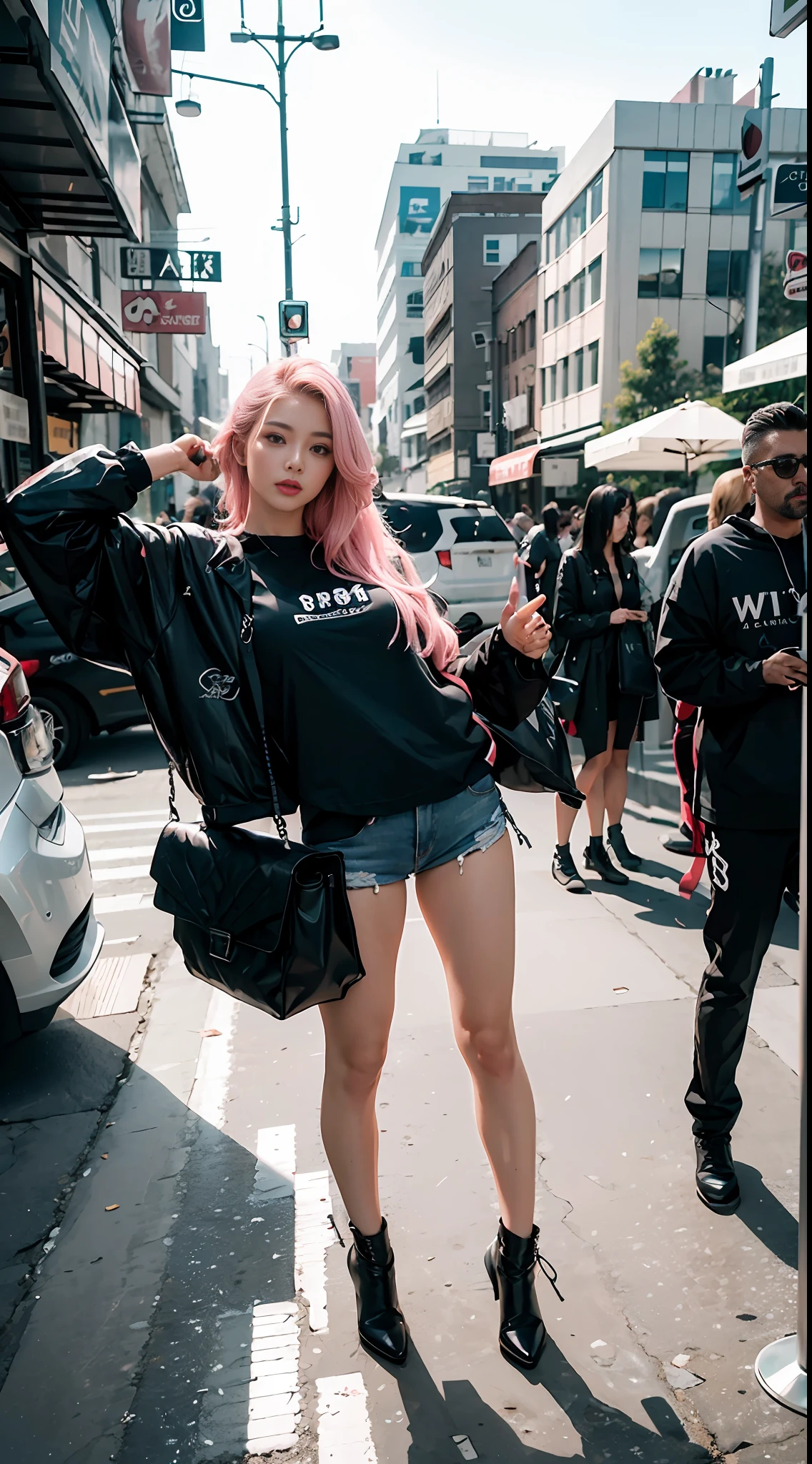 RAW,tmasterpiece,ultra fine photos,,best quailty,超高分辨率,Photoreality,sun beam,full-body portraits,stunningly beautiful,,dynamicposes,delicated face,vibrant eyes,(seen from the side),She wears a cute T-shirt over the knee,Blue-pink color scheme,Very detailed supermarket background,detailed face with,Detailed and complex busy background,opulent,milkyW,Highly detailed skin,Realistic details of skin,Visible Pore,tack sharp focus,volume fog,8k uhd,digital DSLR camera,high qulity,filmgrain,fair white skin,photo-realism,lomography,A huge metropolis in a futuristic utopia , look from down, semi transparent