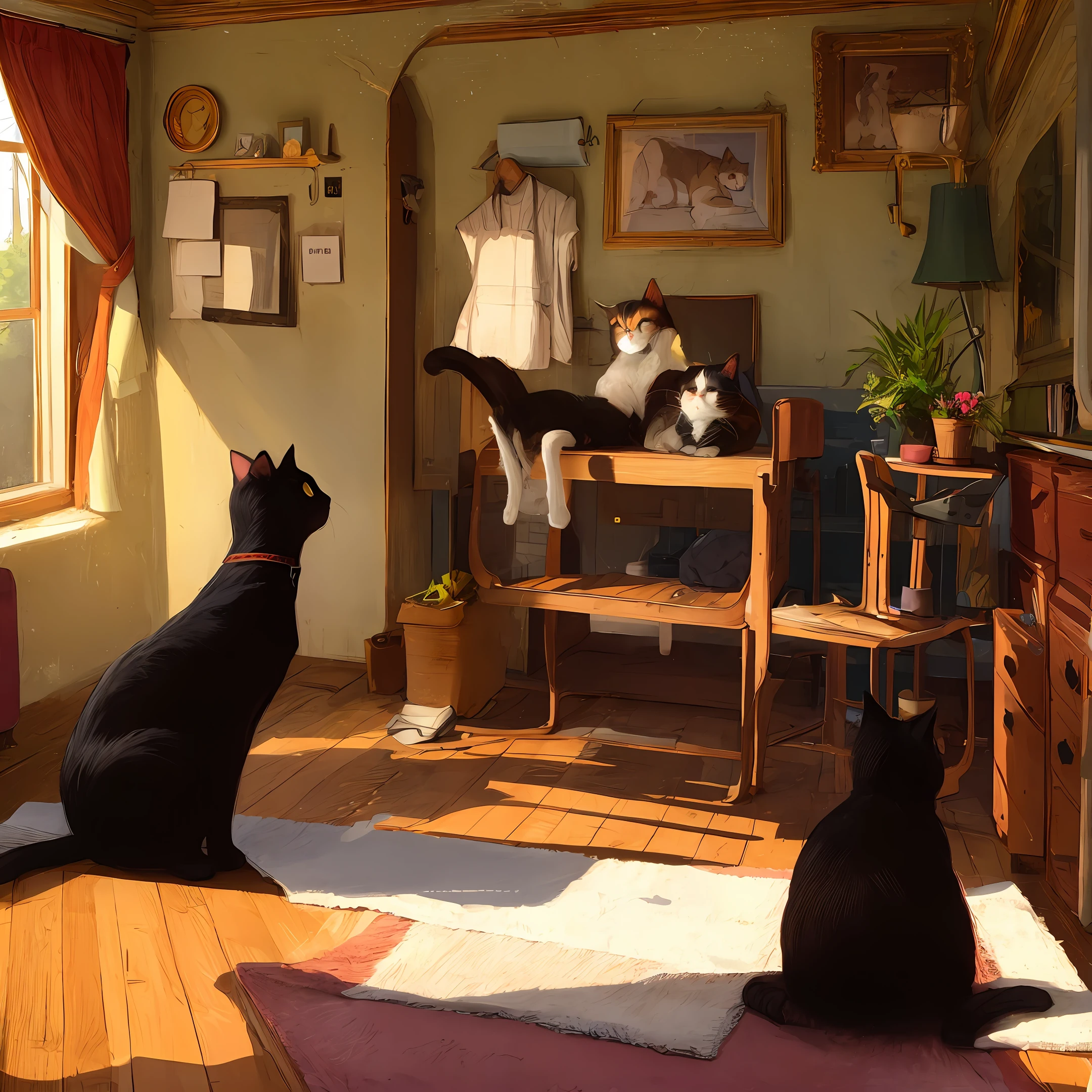 Cat lady,maidennurse,blacksilk,Bedrooms