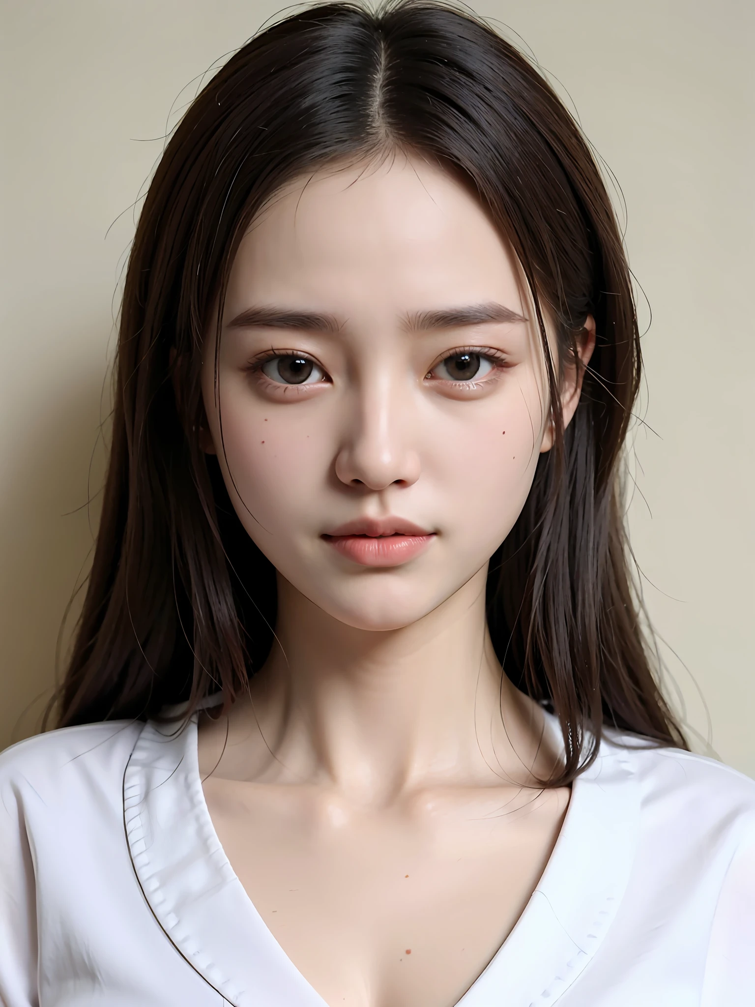 arafed asian girl with a blue shirt and white collared shirt, south east asian with round face, pengzhen zhang, front portrait, wenfei ye, xintong chen, mingchen shen, xiang duan, wenjun lin, xiaofan zhang, xue han, Li Zixin, xision wu, yuxiang chen, Zhang Wanting,nakeness
