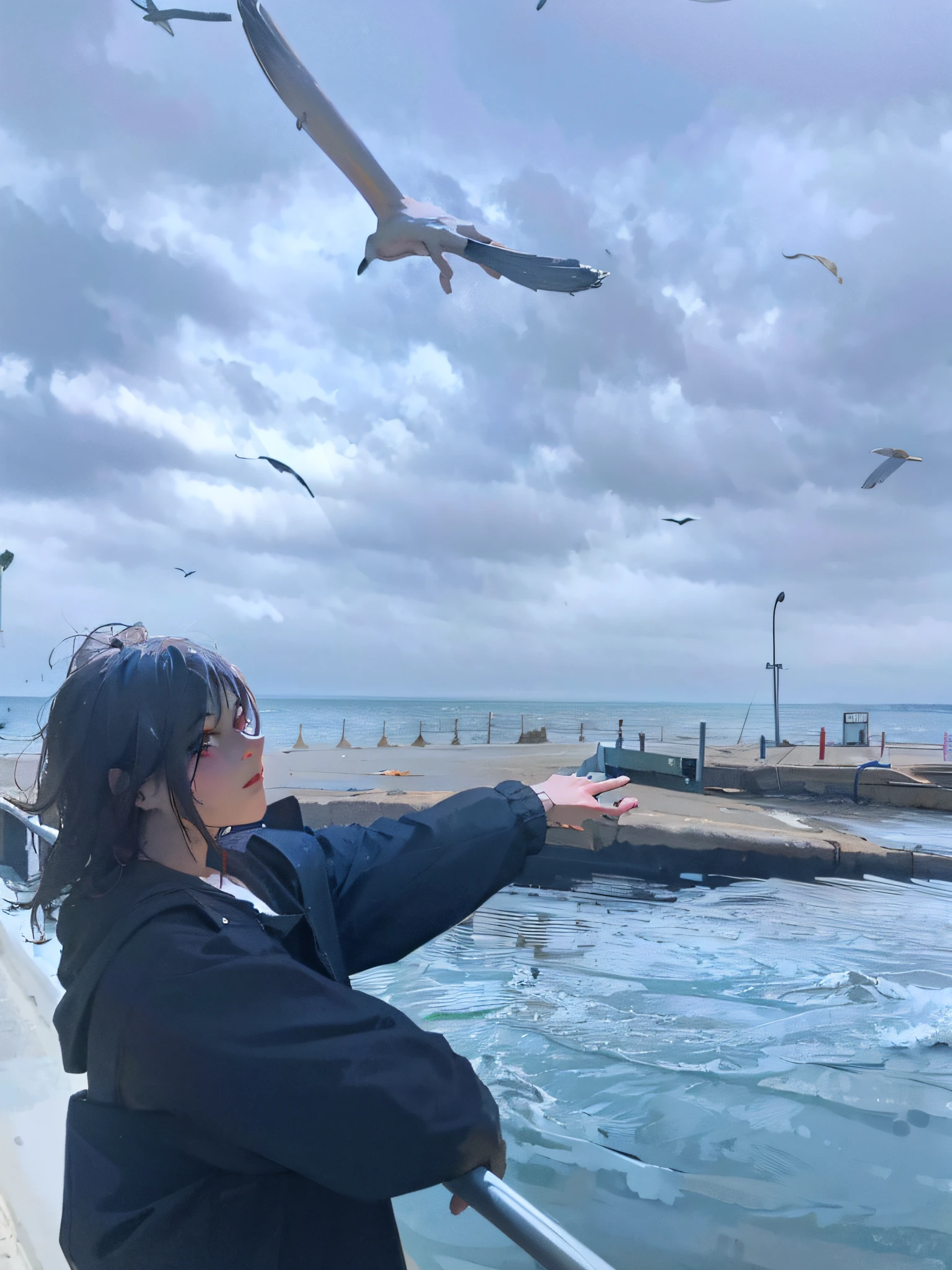 8K, Best Quality, Masterpiece, Ultra High Resolution, (Realism: 1.4), Original Photo, (Realistic Skin Texture: 1.3), (Film Grain: 1.3), (Selfie Angle), 1 Girl, Beautiful Eyes and Face Details, Masterpiece, Best Quality, Close-up, Upper Body, Looking at the Viewer