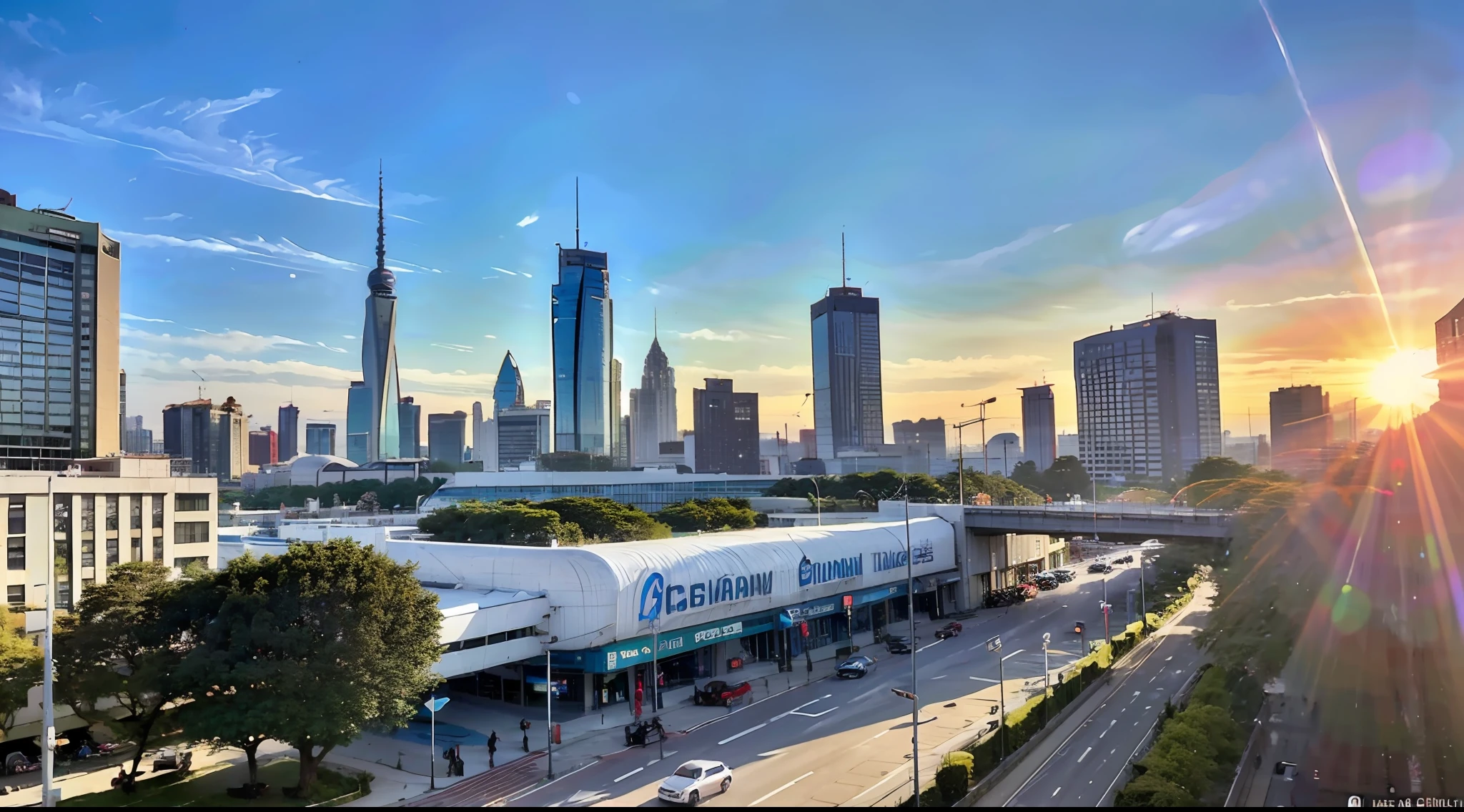 &quot;The futuristic sci-fi city with high-definition quality, towering buildings, depicting a fantasy background decoration; space cars speeding past, and pedestrians walking through the city.&quot;